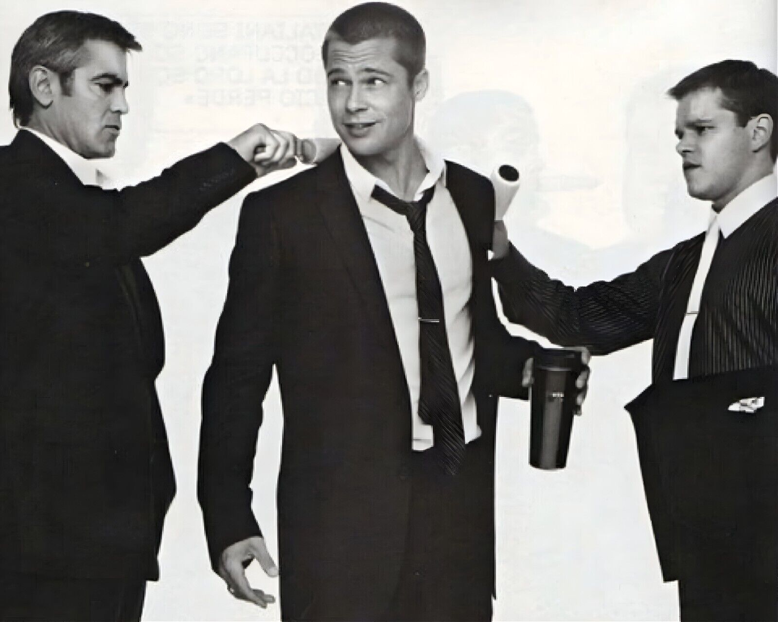 Brad Pitt & George Clooney & Matt Damon 8 x 10 Photograph Print Photo Ocean's 11