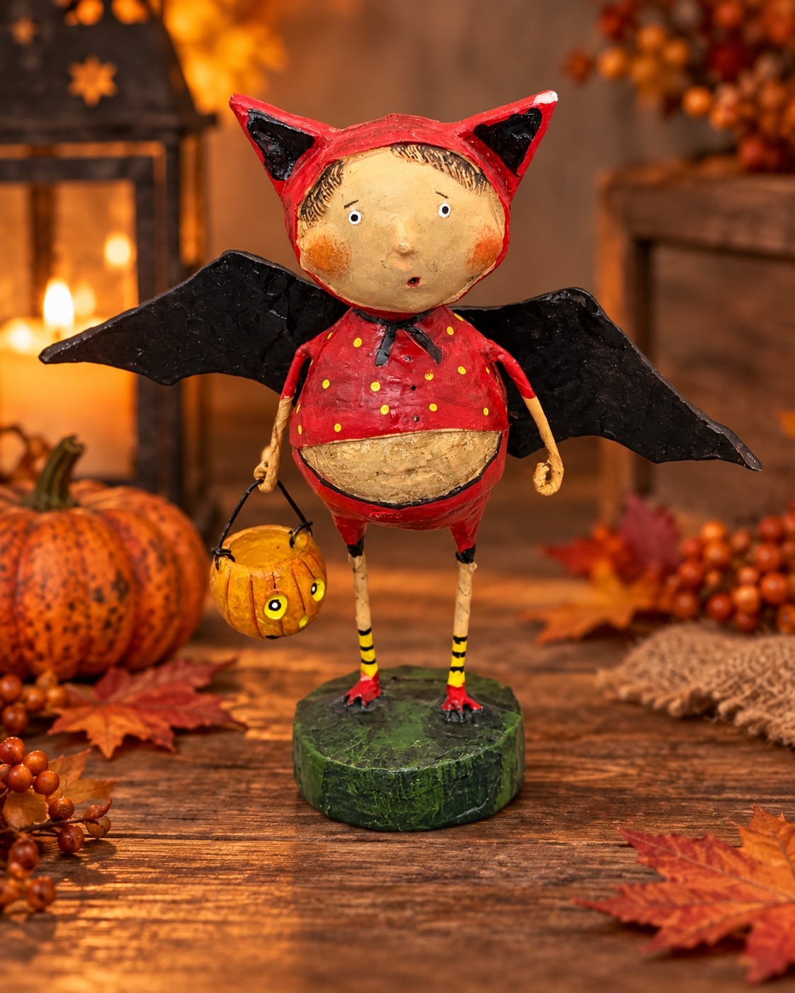 Lori Mitchell Bat Boy Ben Halloween Figurine Rare Red Variant Retired ESC Vtg