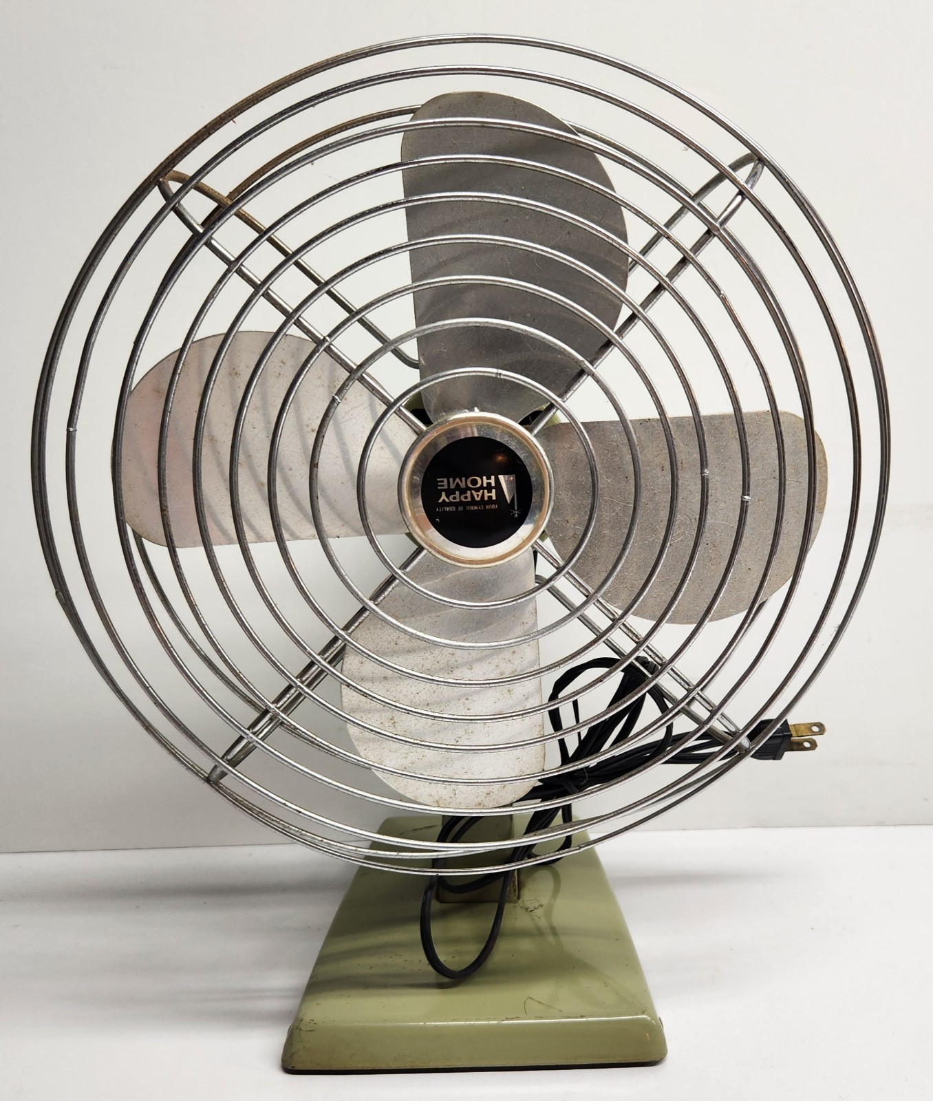 Vintage Happy Home Fan Table Top 11” Mid Century Working Portable Metal Free SH