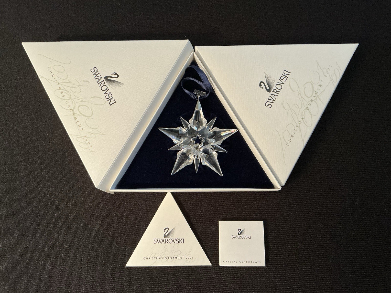 Vtg 2001 Swarovski Large Annual Star Snowflake Christmas Ornament Box