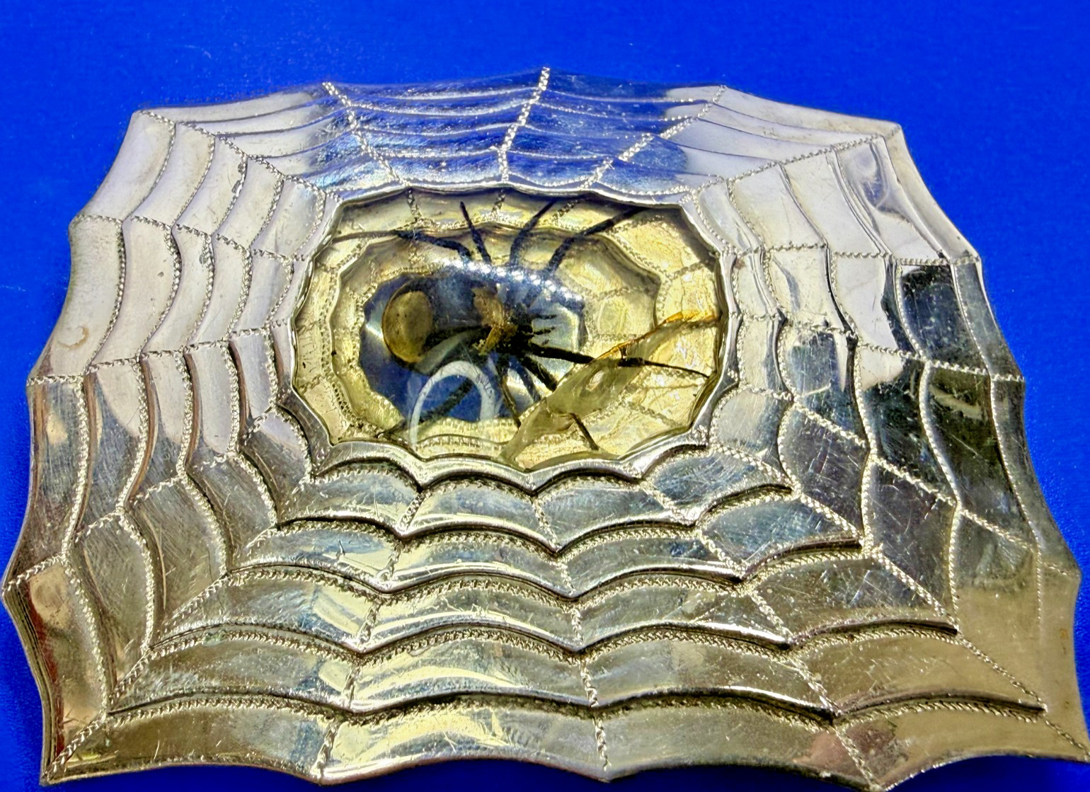 HUGE Real Spider Web Artisan Heavy LARGE CUSTOM Stepped Graduated Belt Buckle HUGE Real Spider Web Artisan Heavy LARGE CUSTOM Stepped Graduated Belt Buckle
