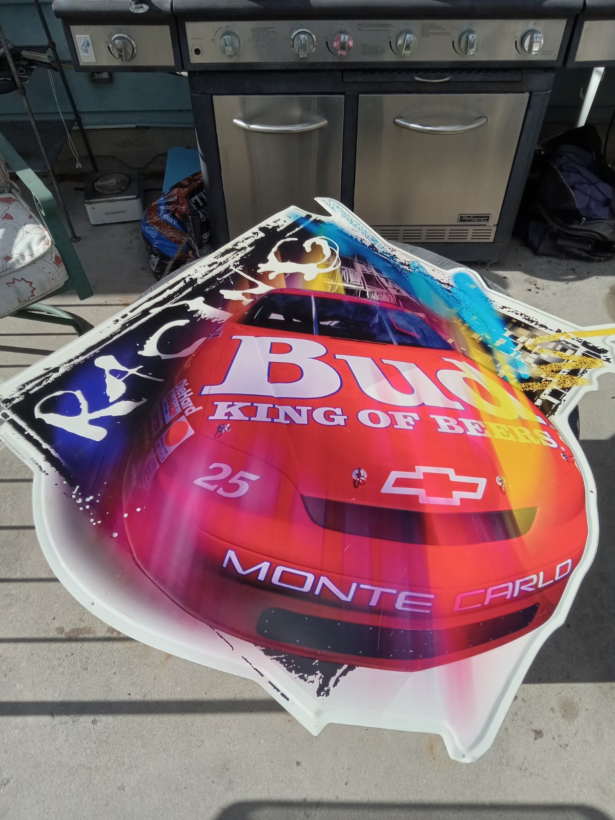 Budweiser Monte Carlo Racing Sign "Bud King of Beers" 38"x 38" Vtg 1996 Anheuser Budweiser Monte Carlo Racing Sign "Bud King of Beers" 38"x 38" Vtg 1996 Anheuser