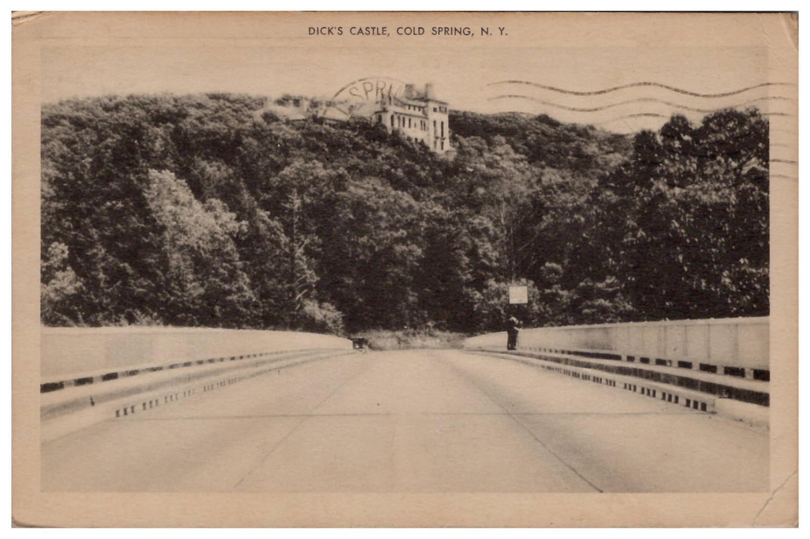 Dick's Castle Cold Spring NY View from Bridge Vtg New York Postcard 1943 Dick's Castle Cold Spring NY View from Bridge Vtg New York Postcard 1943