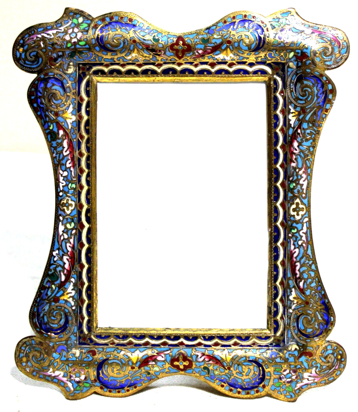 SUPERB LG ANTIQUE FRENCH ENAMEL PICTURE FRAME CHAMPLEVE GILDED BRONZE ART NOUVEA SUPERB LG ANTIQUE FRENCH ENAMEL PICTURE FRAME CHAMPLEVE GILDED BRONZE ART NOUVEA