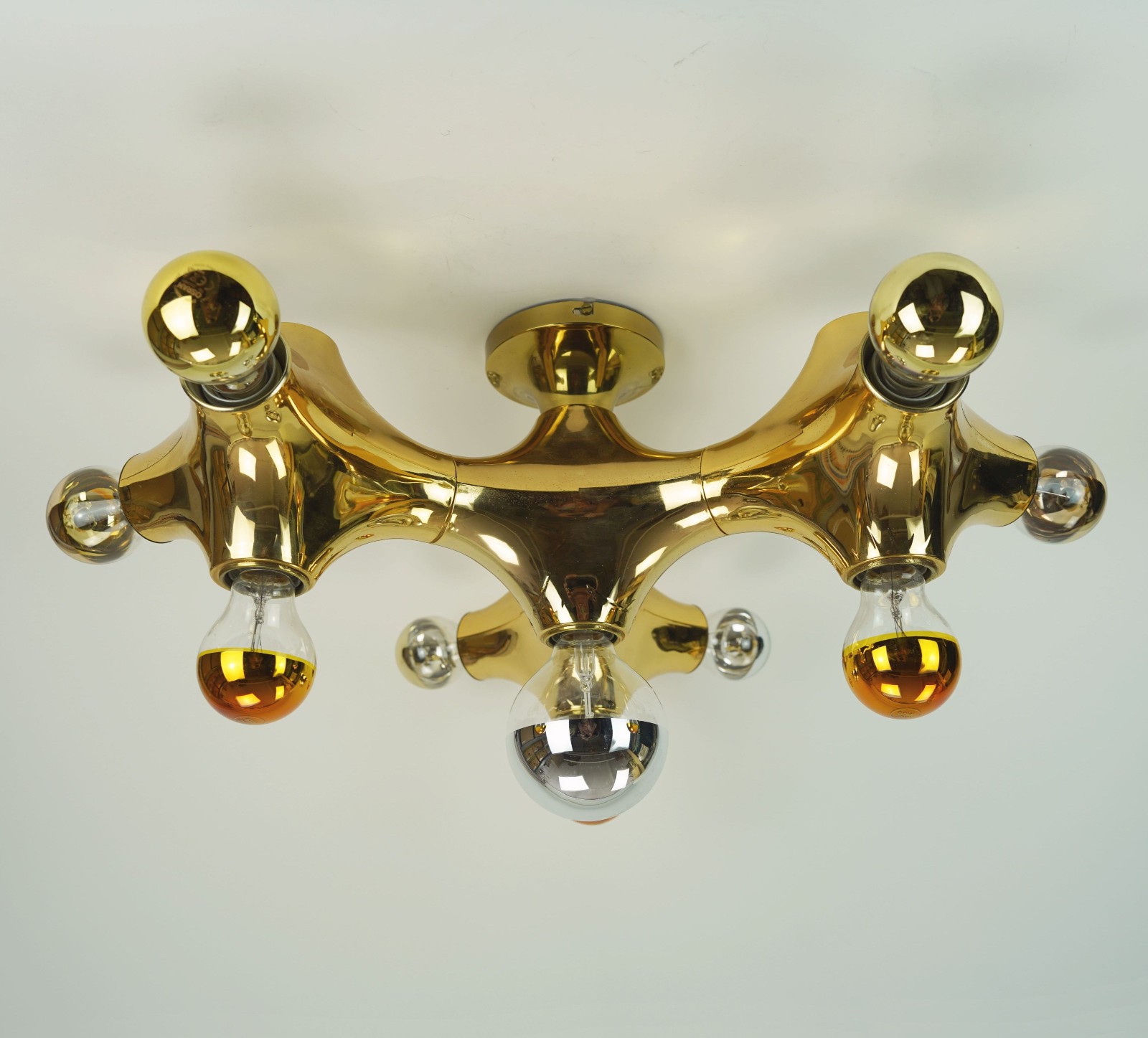 cosack gemini space age CEILING LIGHT - gold-colored plastic - sputnik - 1970s cosack gemini space age CEILING LIGHT - gold-colored plastic - sputnik - 1970s