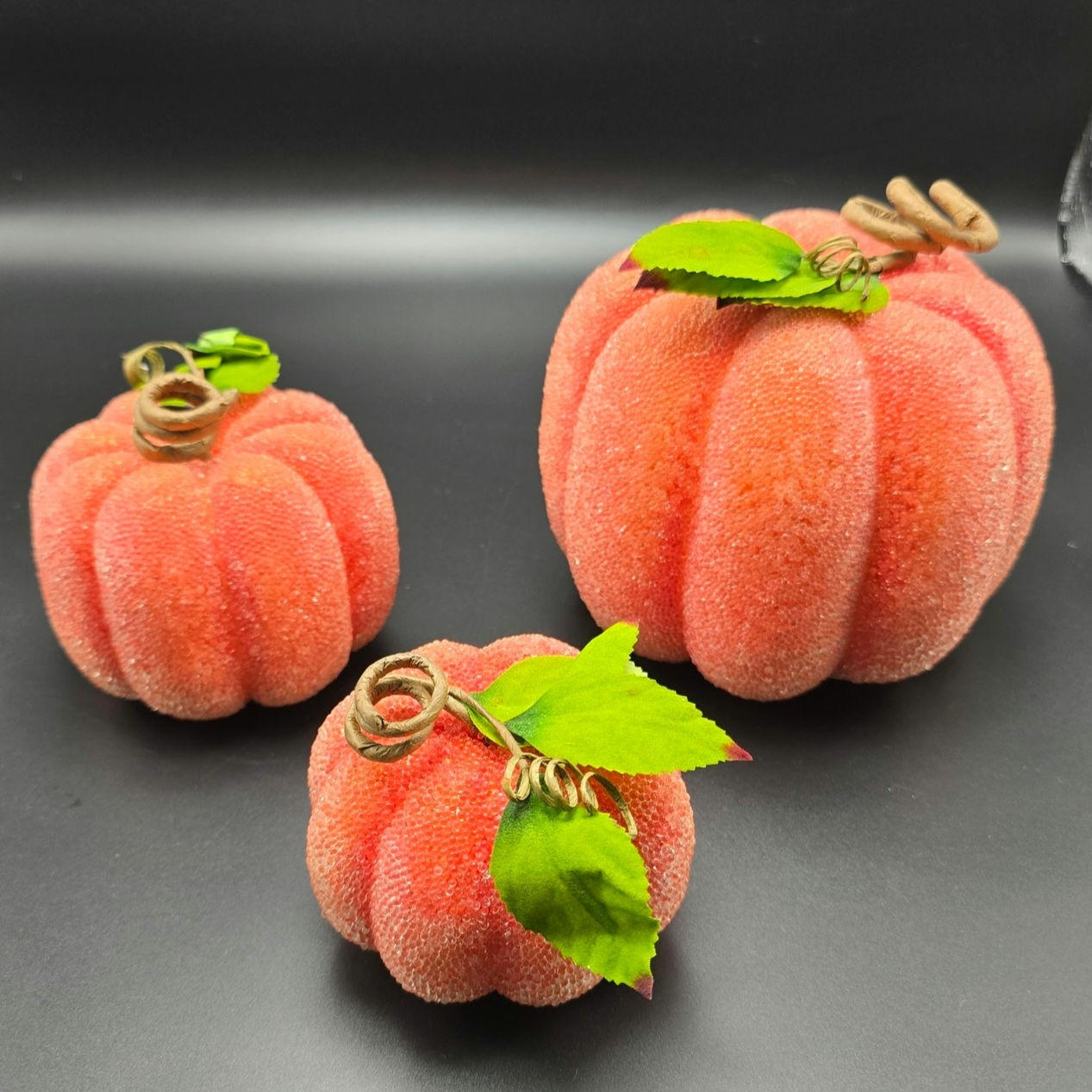 Sugared Beaded Pumpkin Decoration set of 3 Sugared Beaded Pumpkin Decoration set of 3
