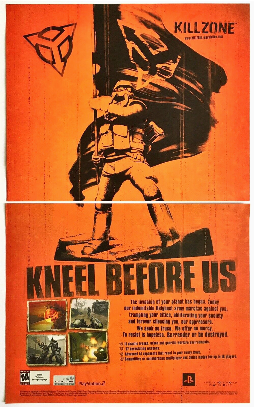 Vintage Print Ad 2004 Killzone PS2 PlayStation 2 Original Promo Poster Art
