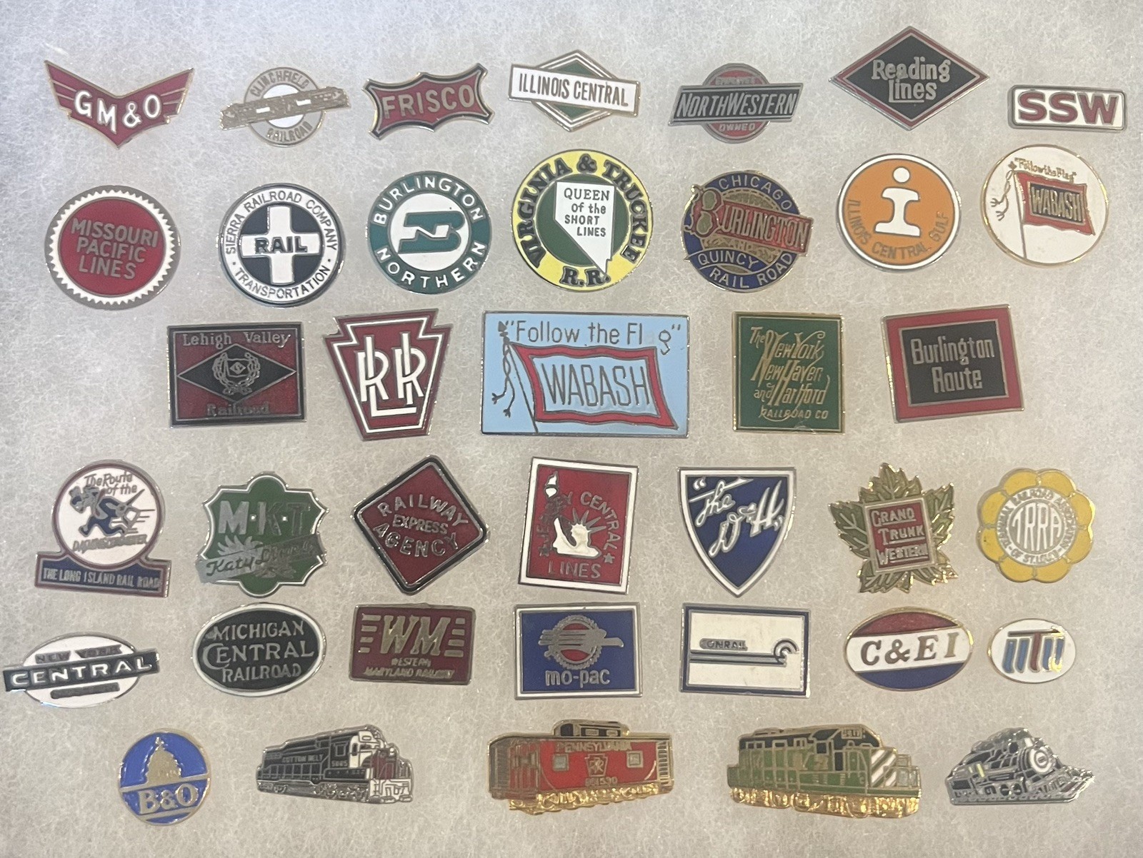 Vintage Railroad Lapel Pins Lot of 38 Train Memorabilia NOS Vintage Railroad Lapel Pins Lot of 38 Train Memorabilia NOS