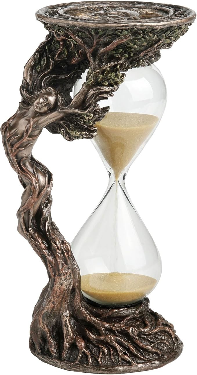 Cold Cast Bronze Dryad Hour Glass Gold Sand Timer Home Decorative Figurine Cold Cast Bronze Dryad Hour Glass Gold Sand Timer Home Decorative Figurine
