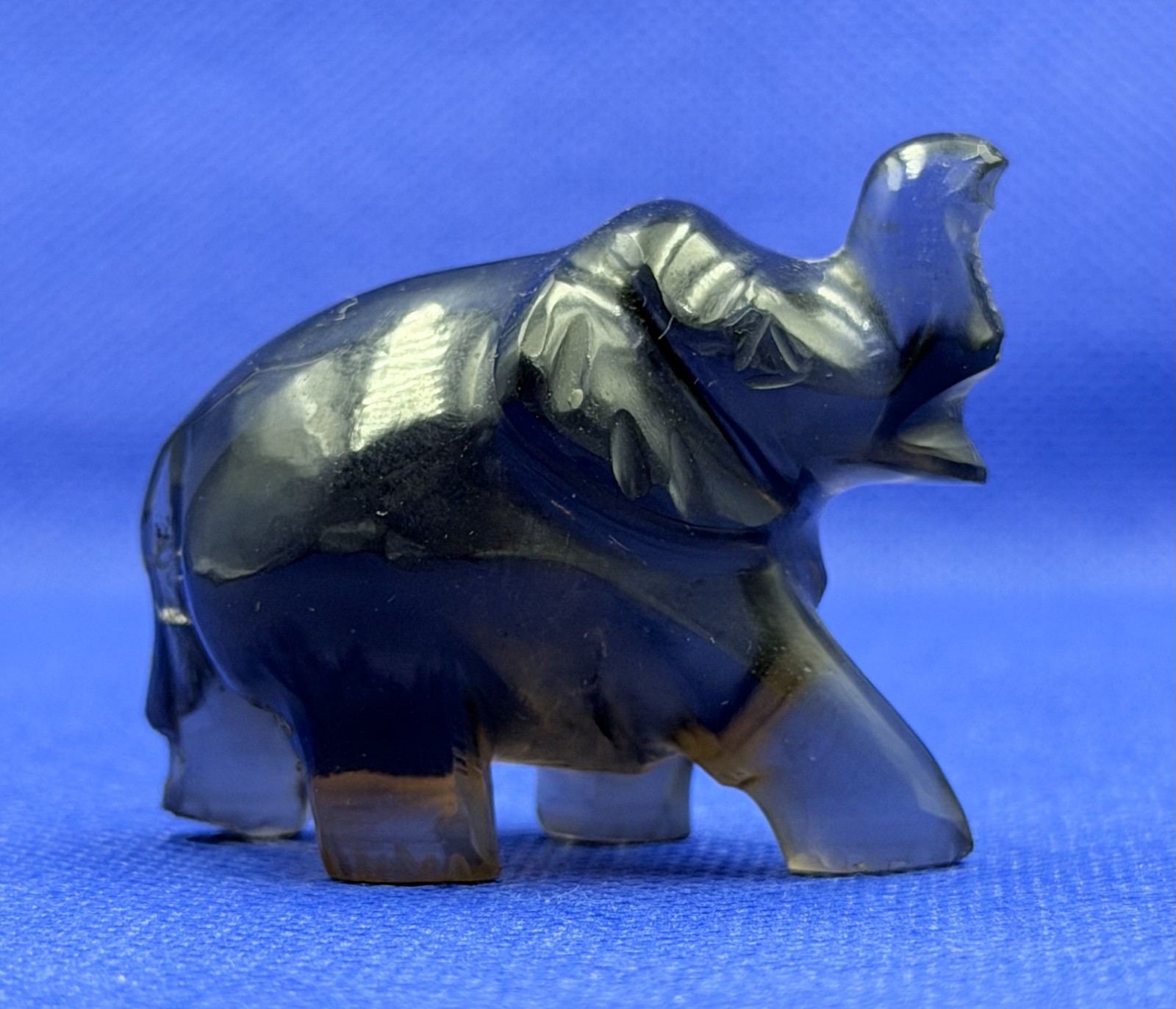 Rare Hand Carved Smoky Topaz Elephant Gemstone Figurine Miniature Sculpture Rare Hand Carved Smoky Topaz Elephant Gemstone Figurine Miniature Sculpture