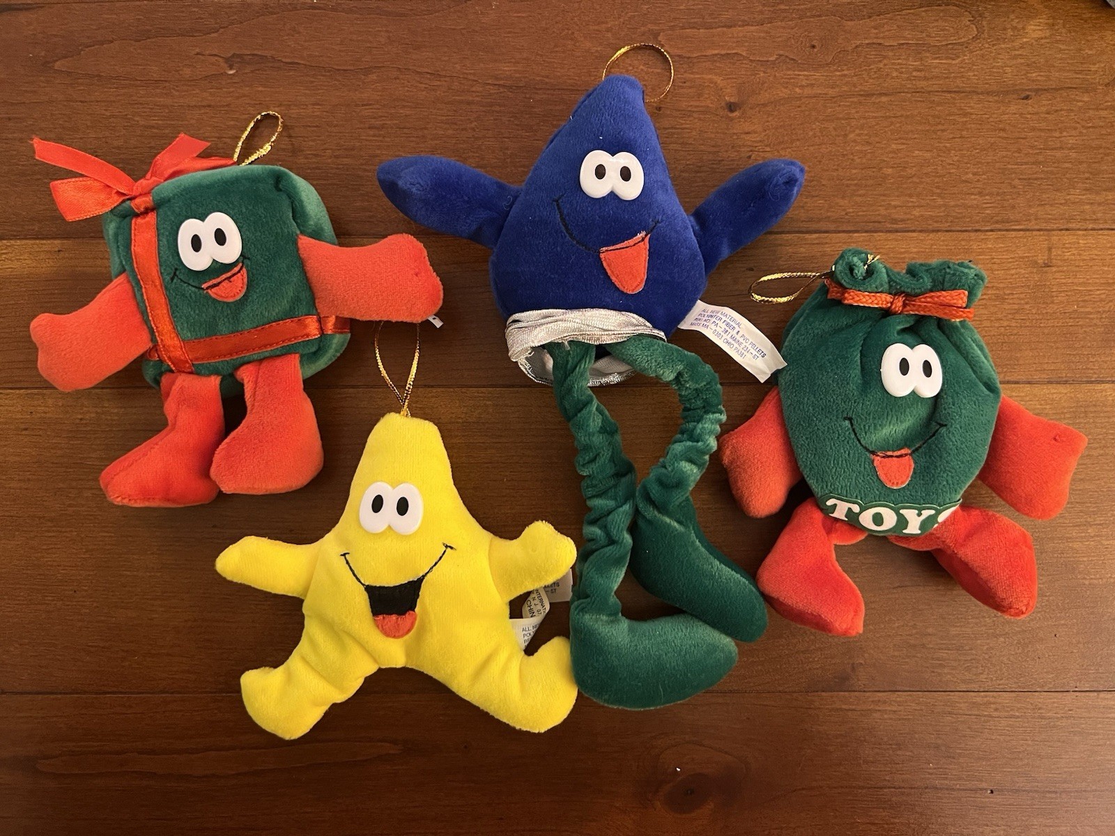 Vintage 1990s DanDee Merry Beans Eckerd Christmas Plush Ornament Lot of 4 Vintage 1990s DanDee Merry Beans Eckerd Christmas Plush Ornament Lot of 4