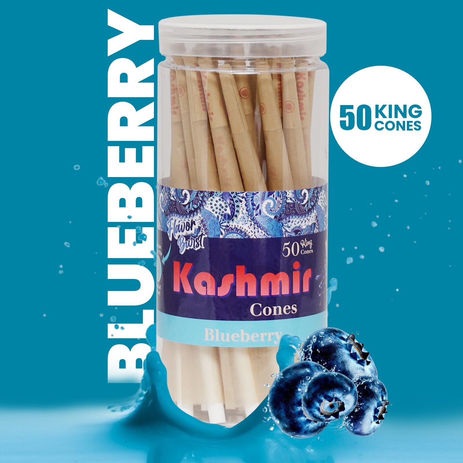 Kashmir Pre Rolled Cones King Size Blueberry Flavored Rolling Paper Cones 50 Ct Kashmir Pre Rolled Cones King Size Blueberry Flavored Rolling Paper Cones 50 Ct
