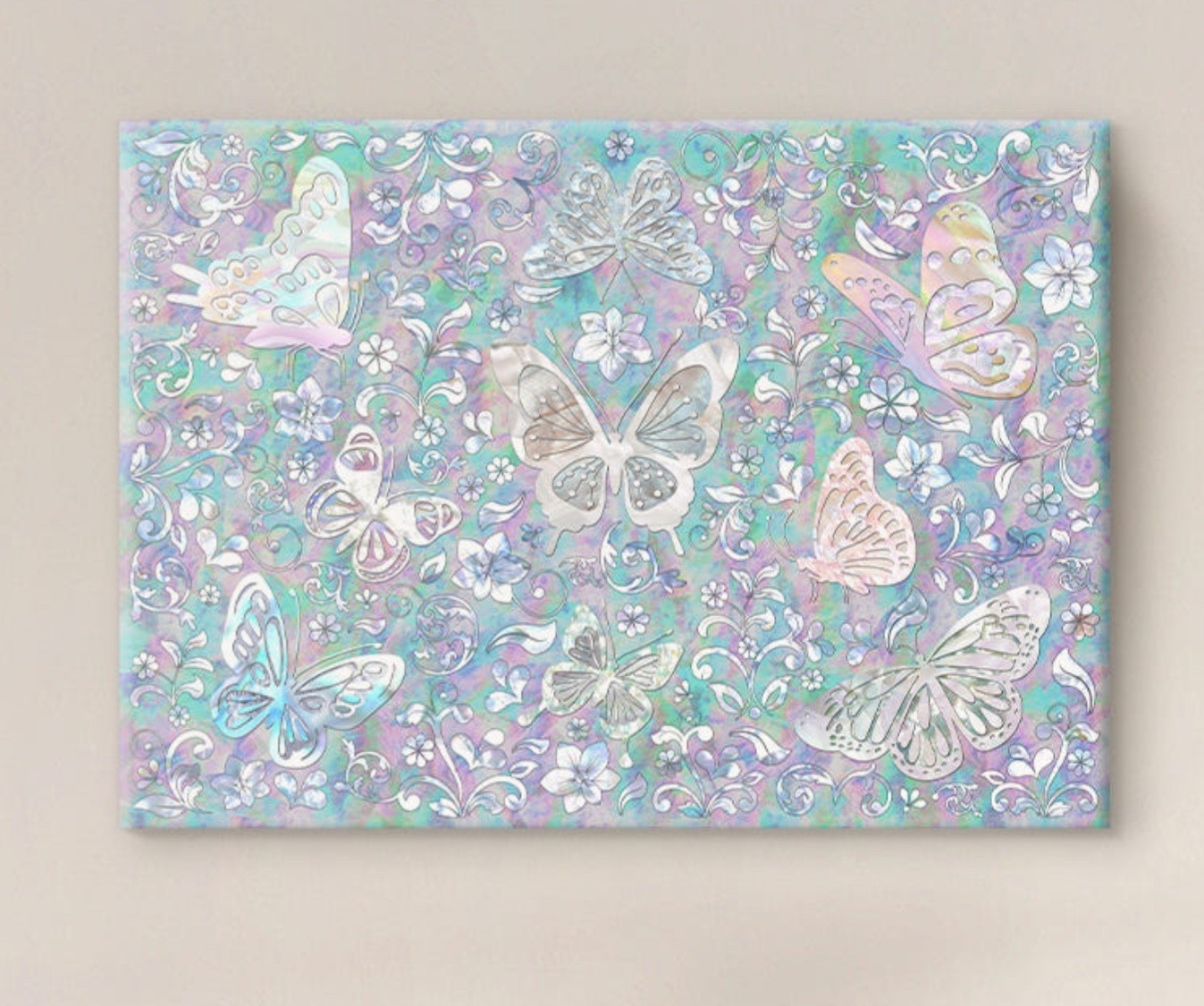 Korean Mother of Pearl Butterfly Lacquer Art Panel Najeonchilgi Wall 40.9X27.3cm Korean Mother of Pearl Butterfly Lacquer Art Panel Najeonchilgi Wall 40.9X27.3cm
