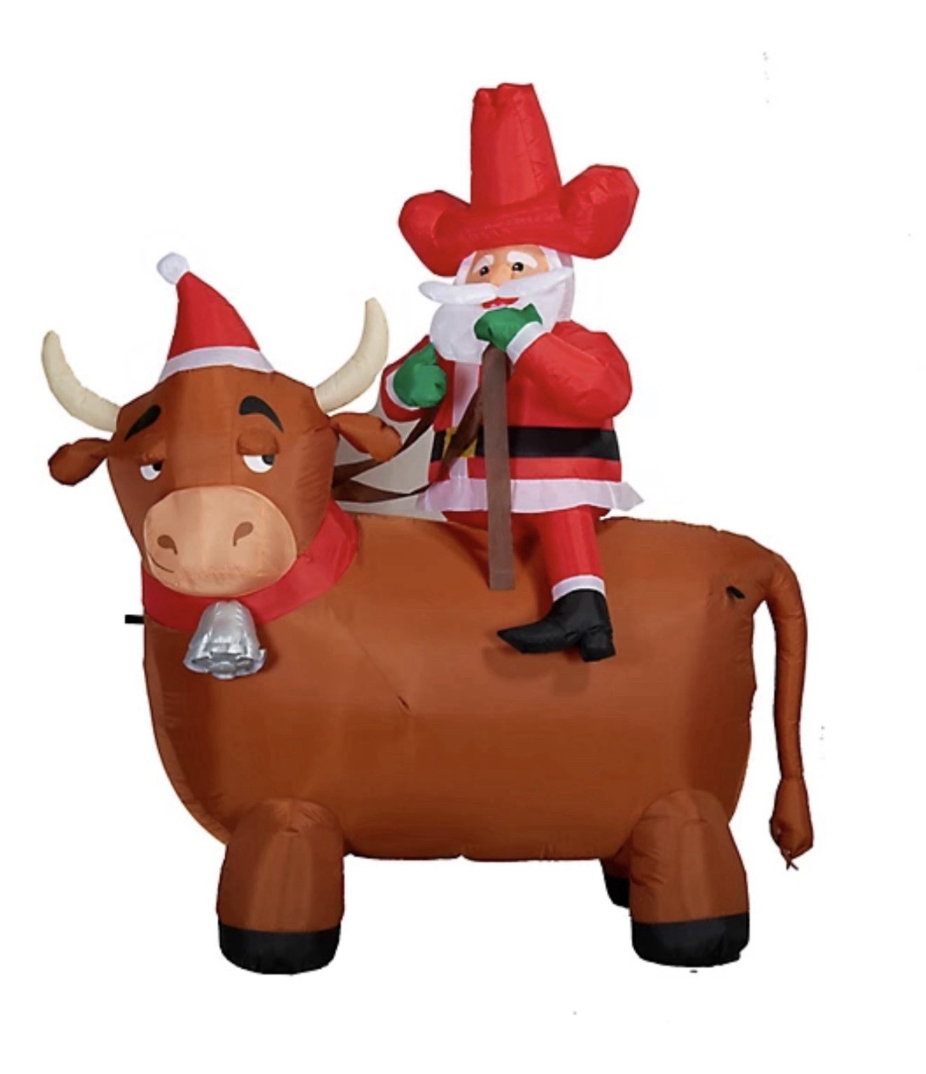 Gemmy 6.5ft Inflatable Cowboy Santa Riding a Longhorn Bull From Airblown Holiday Gemmy 6.5ft Inflatable Cowboy Santa Riding a Longhorn Bull From Airblown Holiday