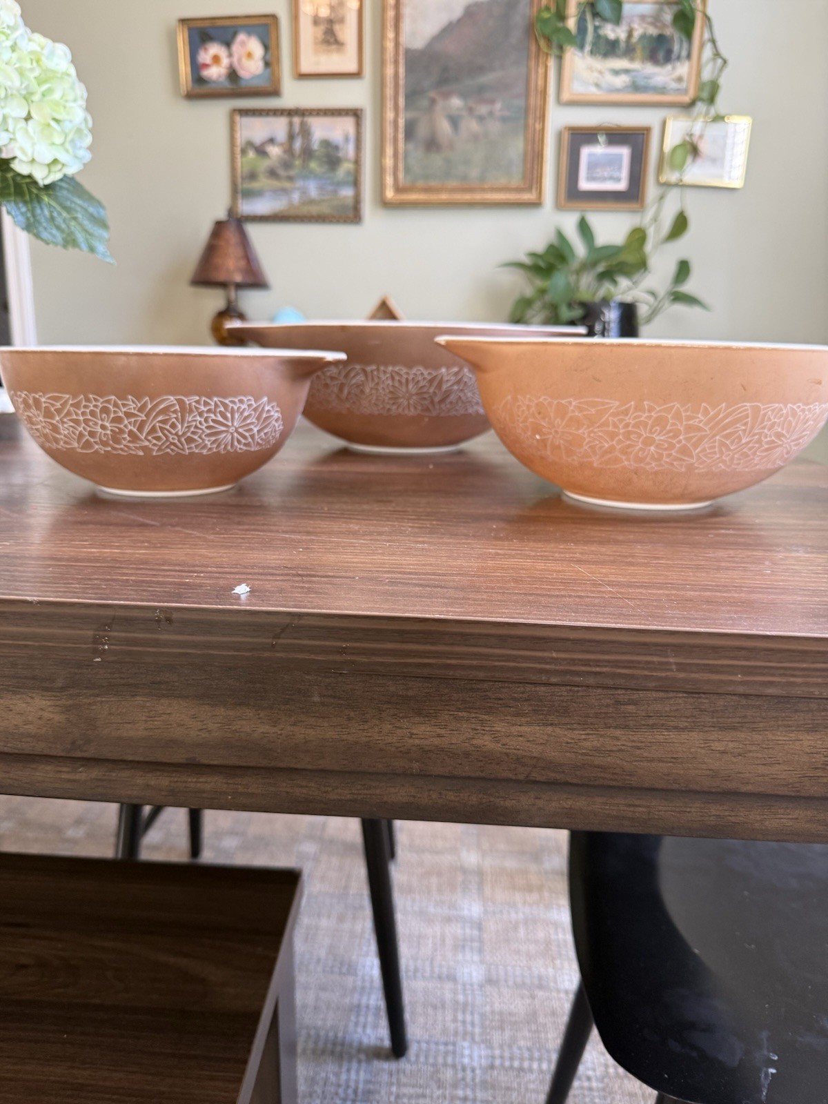 Vintage Set of 3 Pyrex Cinderella Woodland Brown Nesting Bowls Vintage Set of 3 Pyrex Cinderella Woodland Brown Nesting Bowls