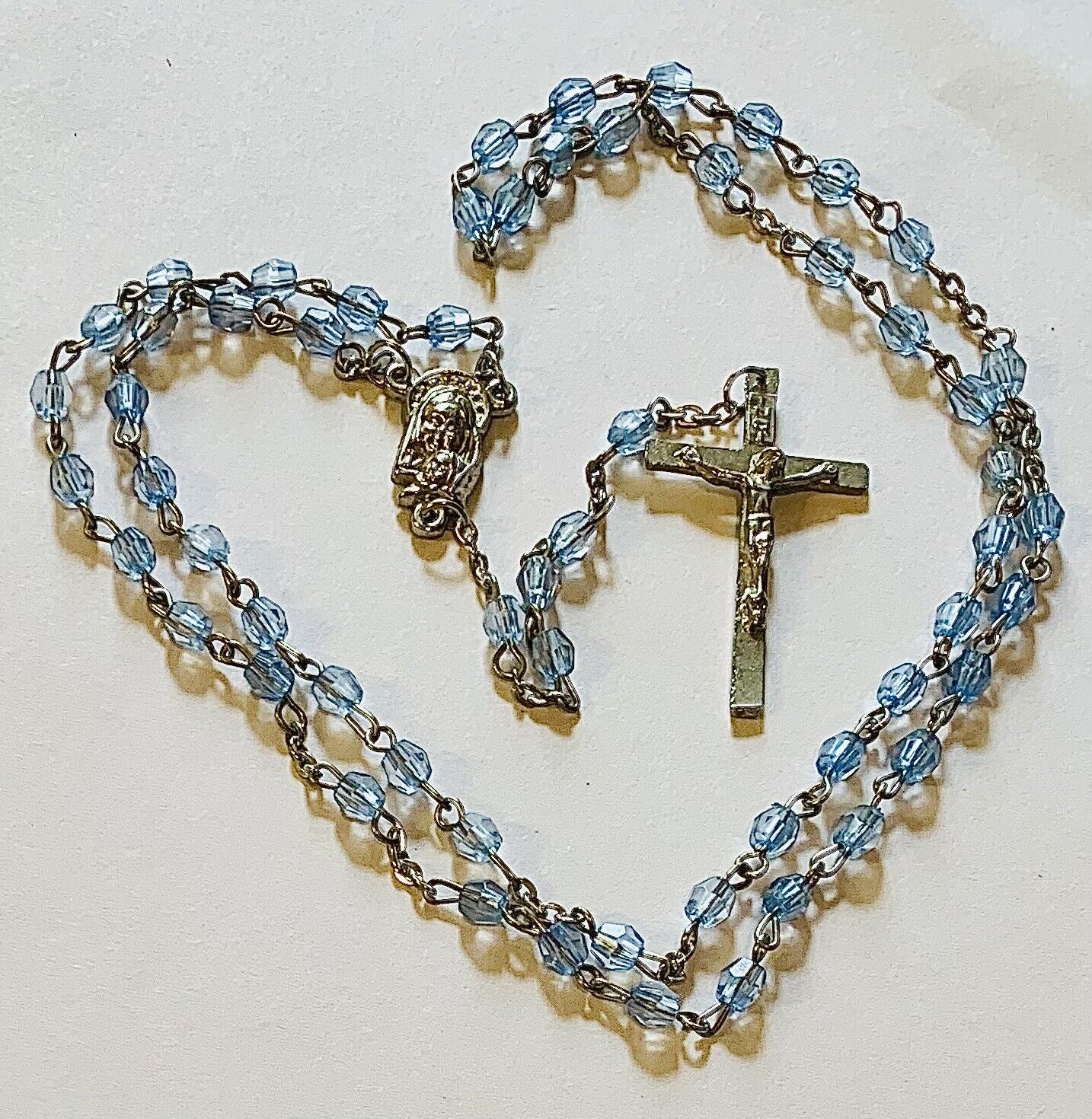 Refurbished Vintage Catholic Rosary Madonna & Child Sacred Heart Of Jesus Center