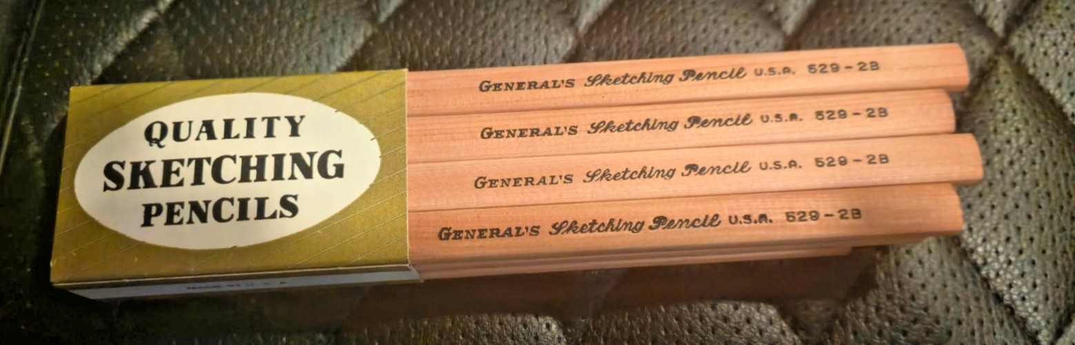 1 Dozen Vintage General's Flat Oval Sketching Pencils USA - 529-2B Brand New NOS 1 Dozen Vintage General's Flat Oval Sketching Pencils USA - 529-2B Brand New NOS