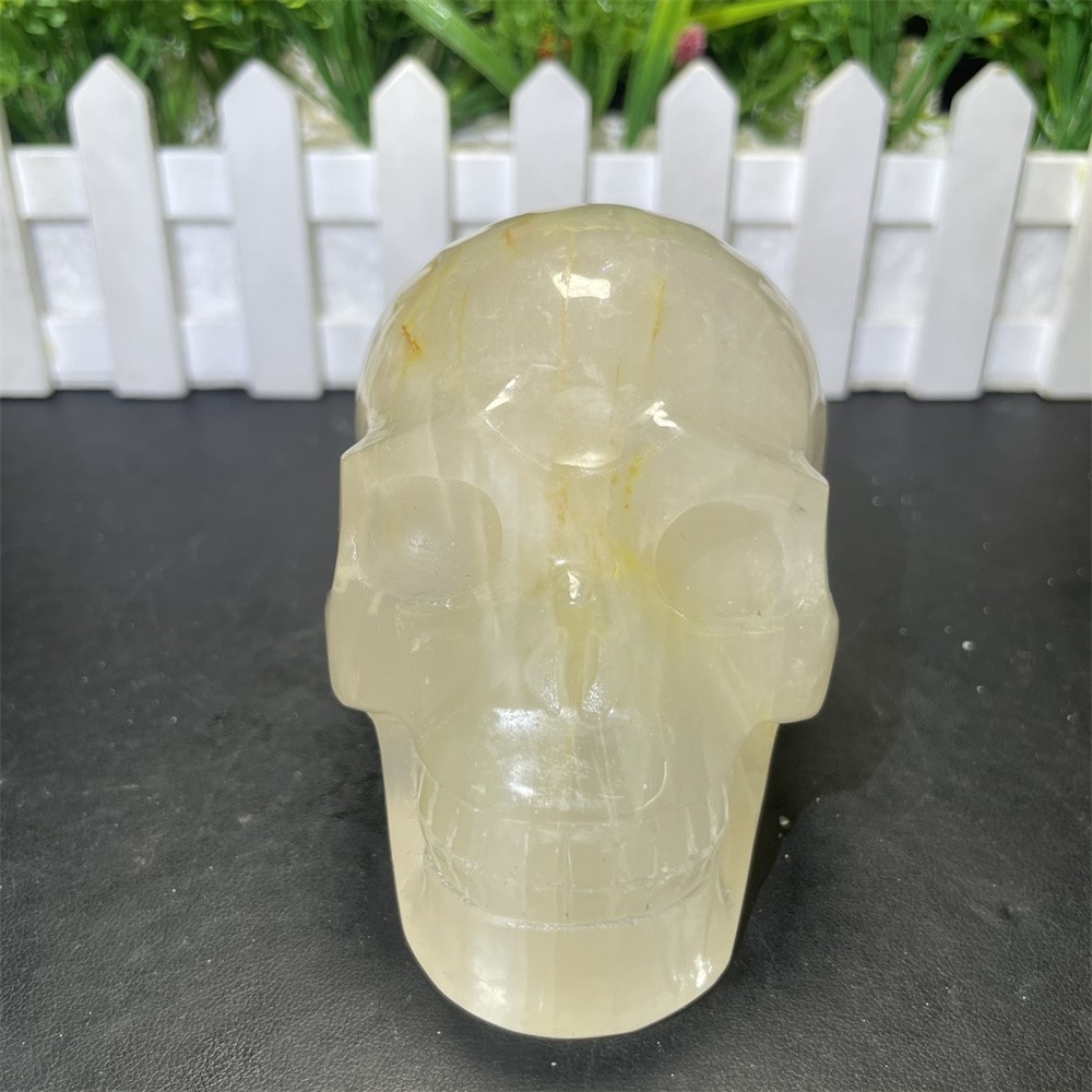 1.6LB 3.7" Natural Golden Healer Skull Carving Crystal Healing Carved Decor 1.6LB 3.7" Natural Golden Healer Skull Carving Crystal Healing Carved Decor