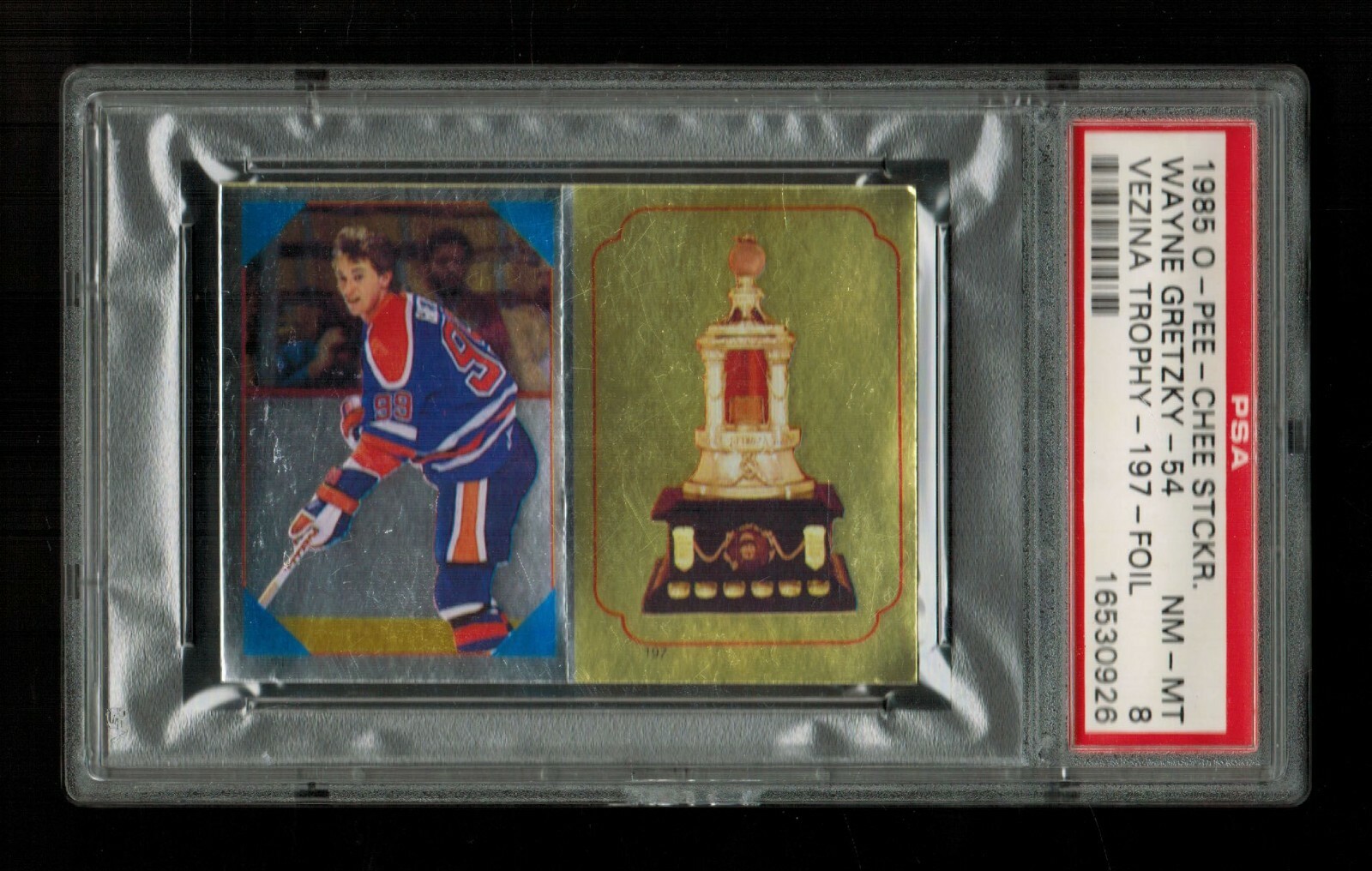 PSA 8 WAYNE GRETZKY VEZINA TROPHY (Georges Vezina) Hockey Card INTACT STICKER PSA 8 WAYNE GRETZKY VEZINA TROPHY (Georges Vezina) Hockey Card INTACT STICKER