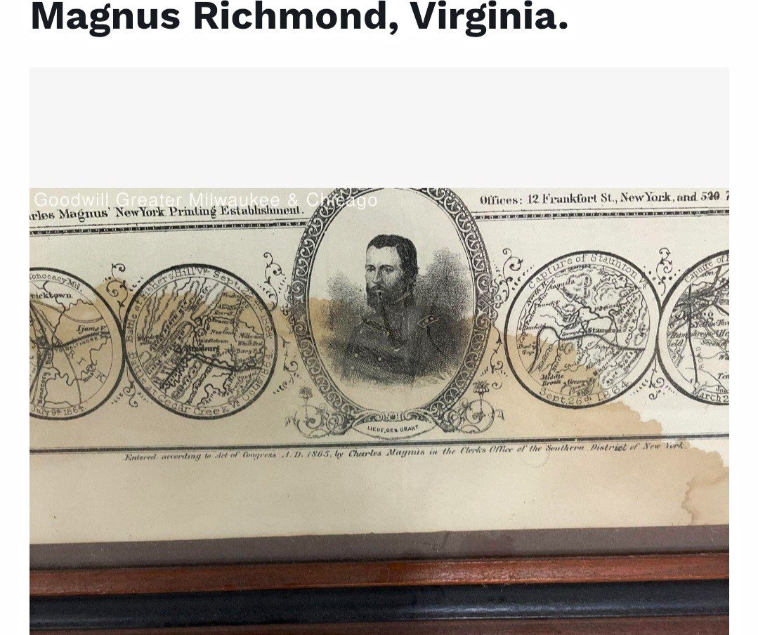 1865 Original Charles Magnus Civil War Lithograph -Richmond VA Fall of Richmond
