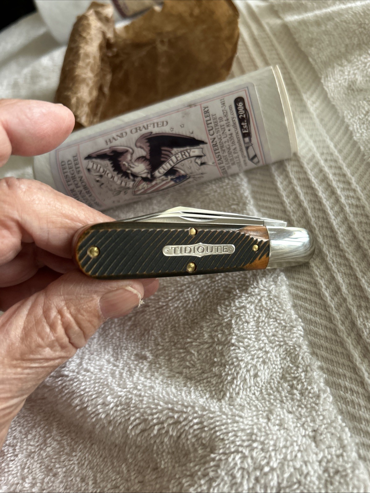 GEC ** 781224 WOODLAND SAWCUT RICHLITE BULLET END BARLOW Great Eastern Cutlery GEC ** 781224 WOODLAND SAWCUT RICHLITE BULLET END BARLOW Great Eastern Cutlery