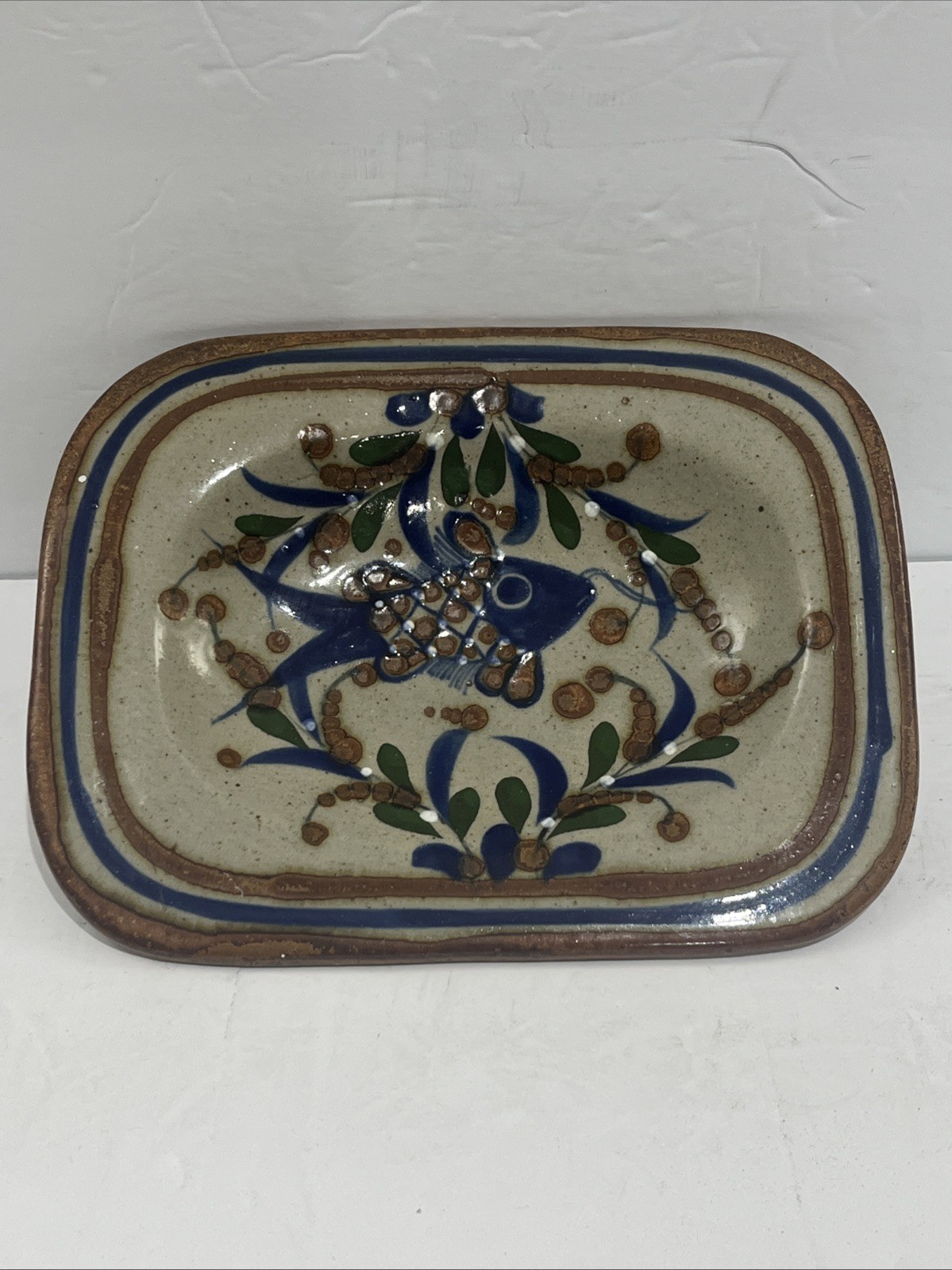 VTG Mexican Tonala JORGE WILMOT stoneware ceramic Fish plate Signed 9 1/4” L VTG Mexican Tonala JORGE WILMOT stoneware ceramic Fish plate Signed 9 1/4” L