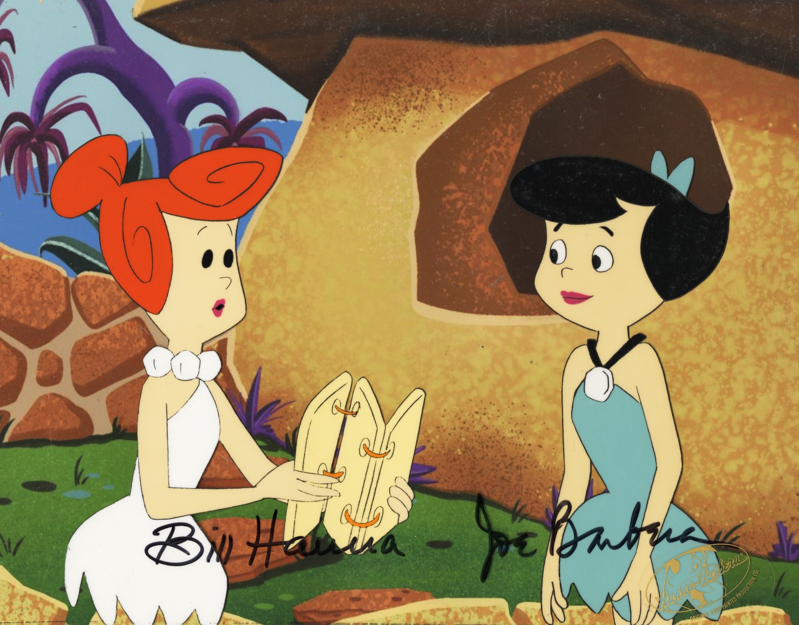 Flintstones-Wilma/Betty-Original Prod Cel-Jetson's Meet Flintstones Signed 2x's Flintstones-Wilma/Betty-Original Prod Cel-Jetson's Meet Flintstones Signed 2x's
