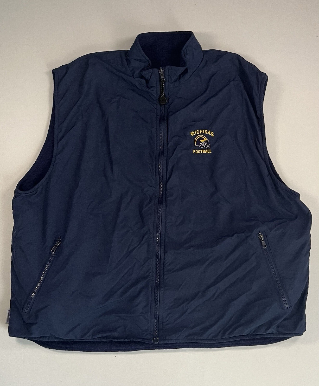 Vintage University of Michigan Reversible Fleece Vest XXL 2002 Citrus Bowl Navy