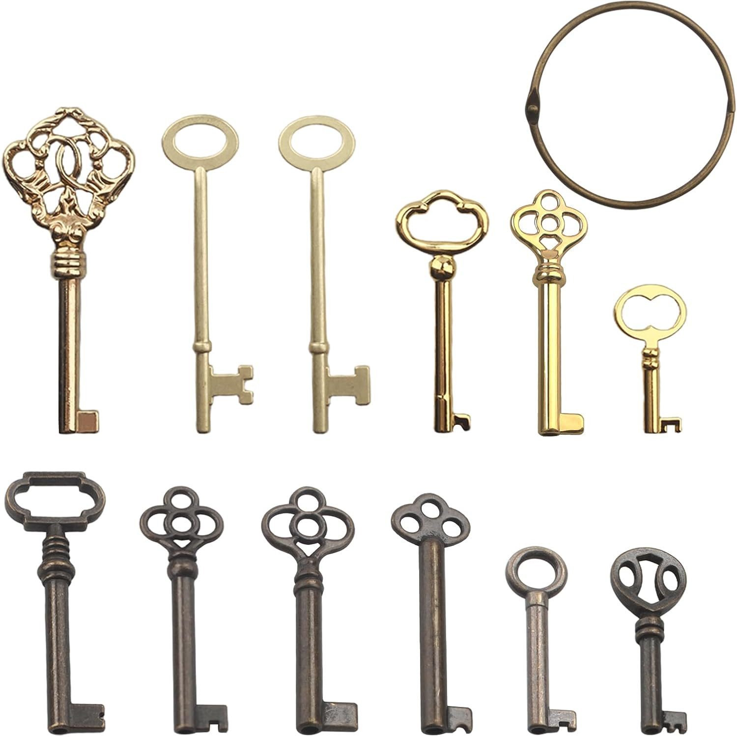 12Pcs Skeleton Key Set, Universal Vintage Keys Kit Hollow Barrel Skeleton Key 12Pcs Skeleton Key Set, Universal Vintage Keys Kit Hollow Barrel Skeleton Key