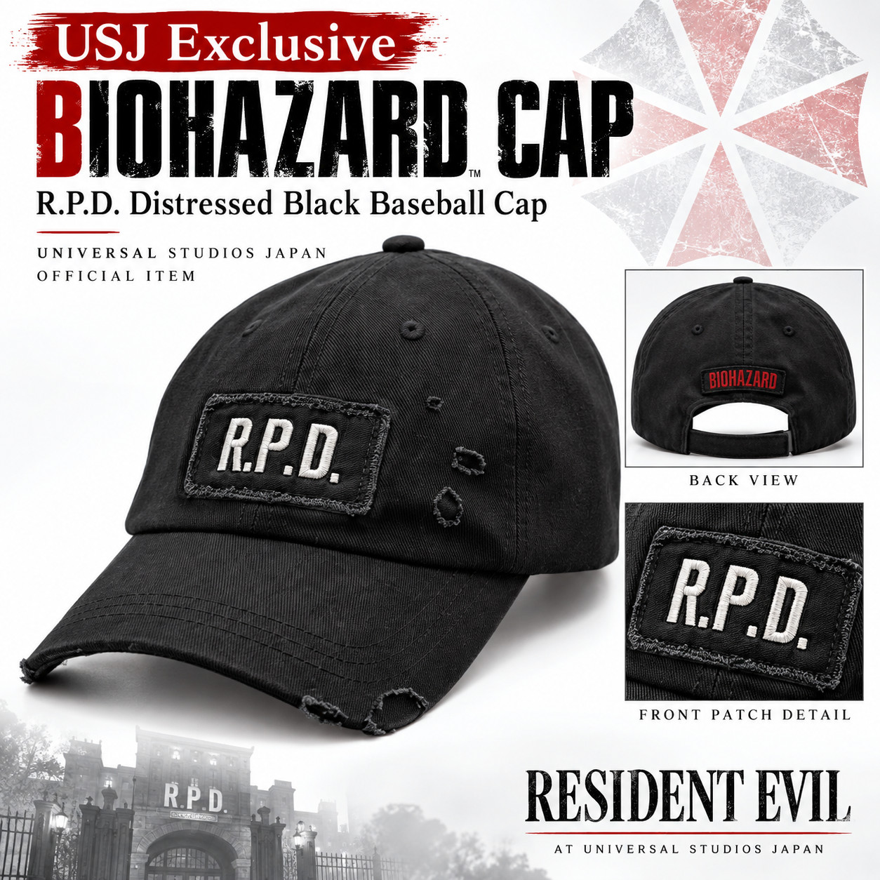 BIOHAZARD Requiem RPD Distressed Cap Resident Evil USJ Universal Studios Japan BIOHAZARD Requiem RPD Distressed Cap Resident Evil USJ Universal Studios Japan