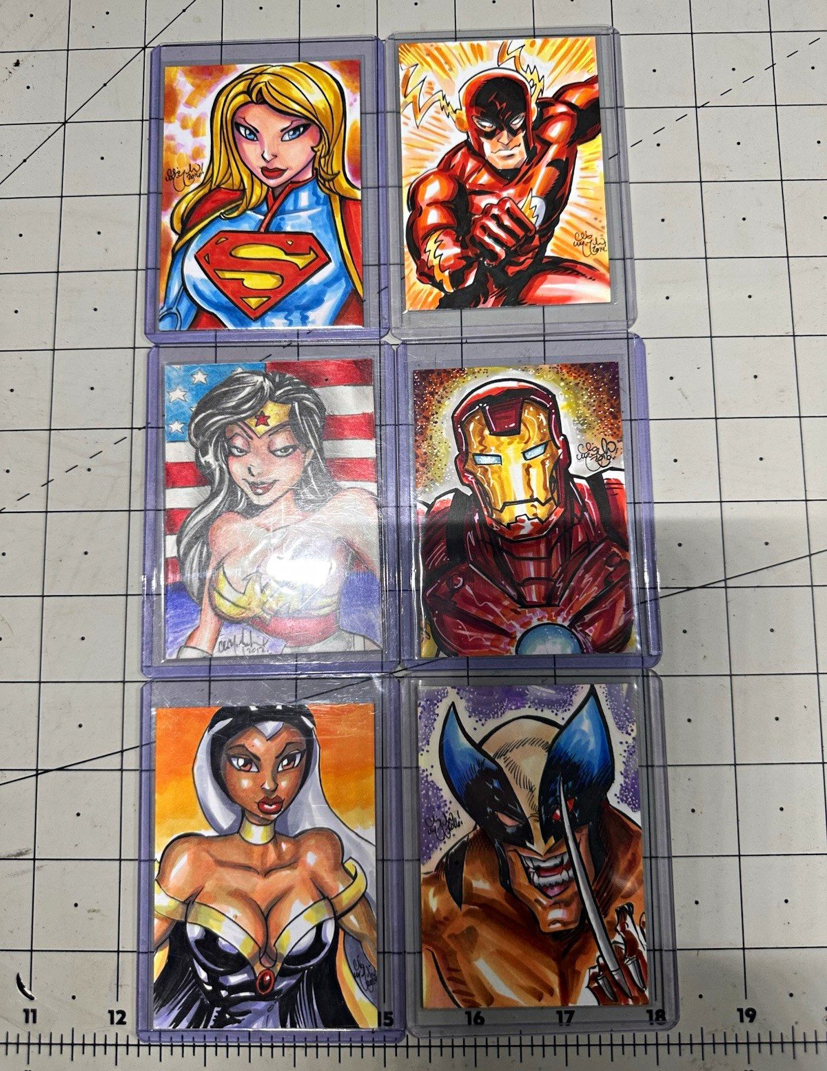 Chris McJunkin 2016 DC/Marvel 1 of 1 Sketch Cards Lot of 6 -Supergirl, Iron Man Chris McJunkin 2016 DC/Marvel 1 of 1 Sketch Cards Lot of 6 -Supergirl, Iron Man