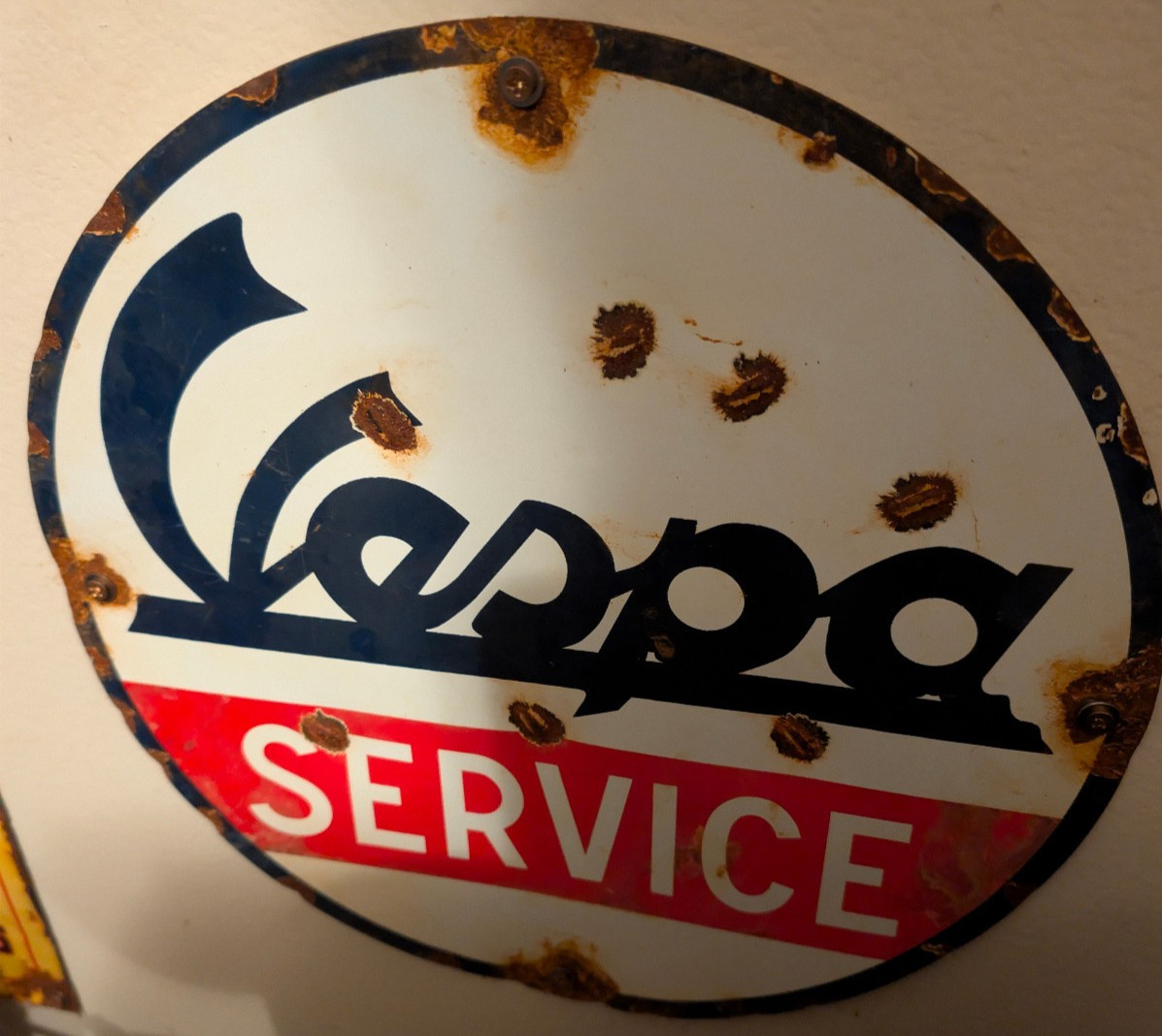 Vintage Vespa Service Oval metal sign