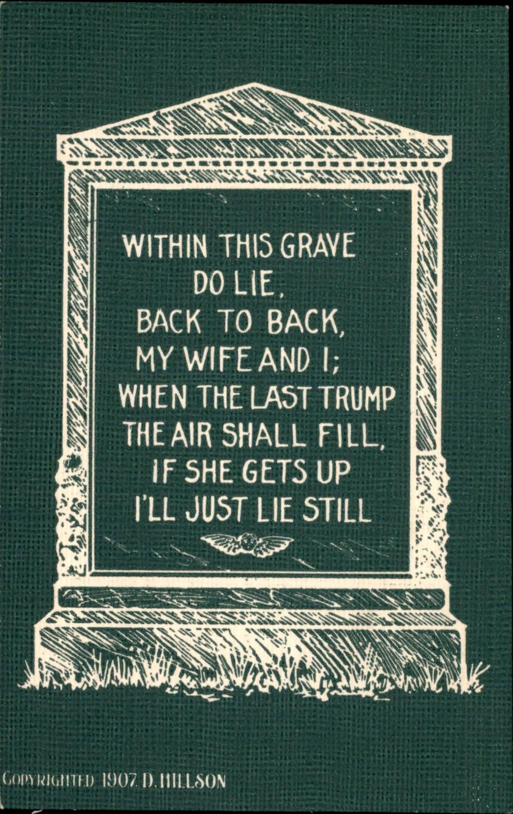 Gravestone Verse D. Hillson c1907 Vintage Postcard