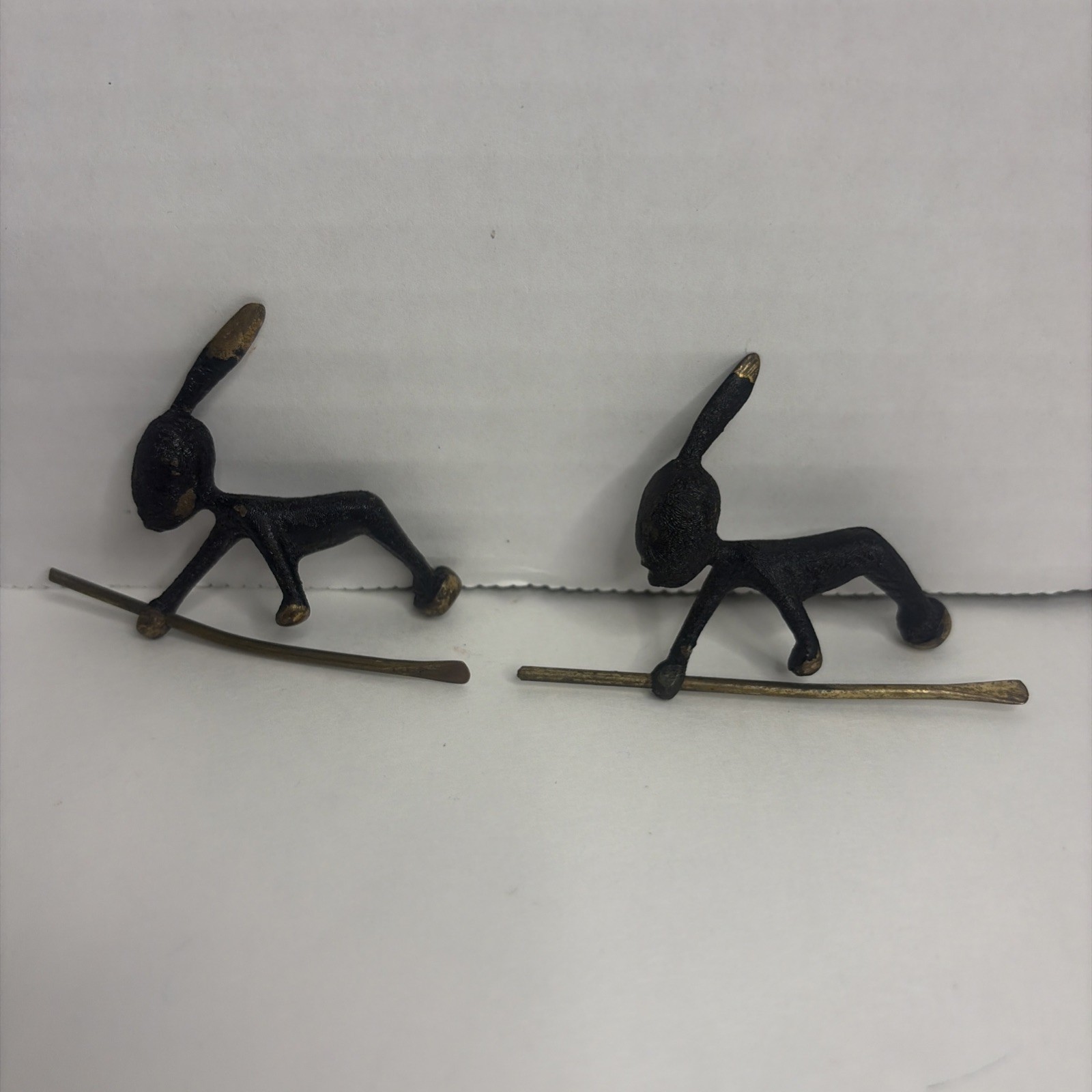 Vintage Mid- Century Austrian Brass Acrobat Rabbit Figurines- Walter Bosse Style