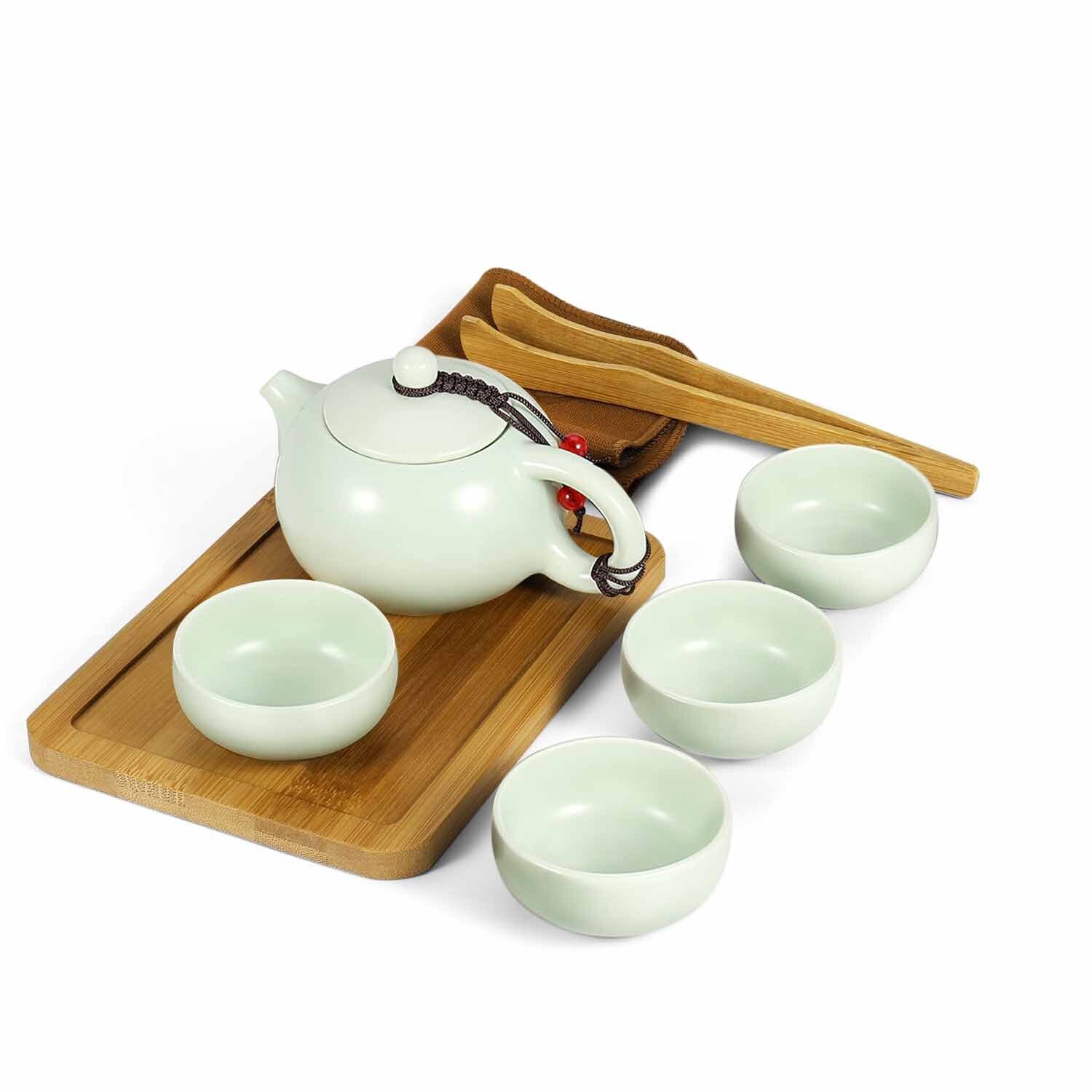 Chinese Japanese Vintage Kungfu Gongfu Tea Portable Travel Teapot Set Jade Green Chinese Japanese Vintage Kungfu Gongfu Tea Portable Travel Teapot Set Jade Green