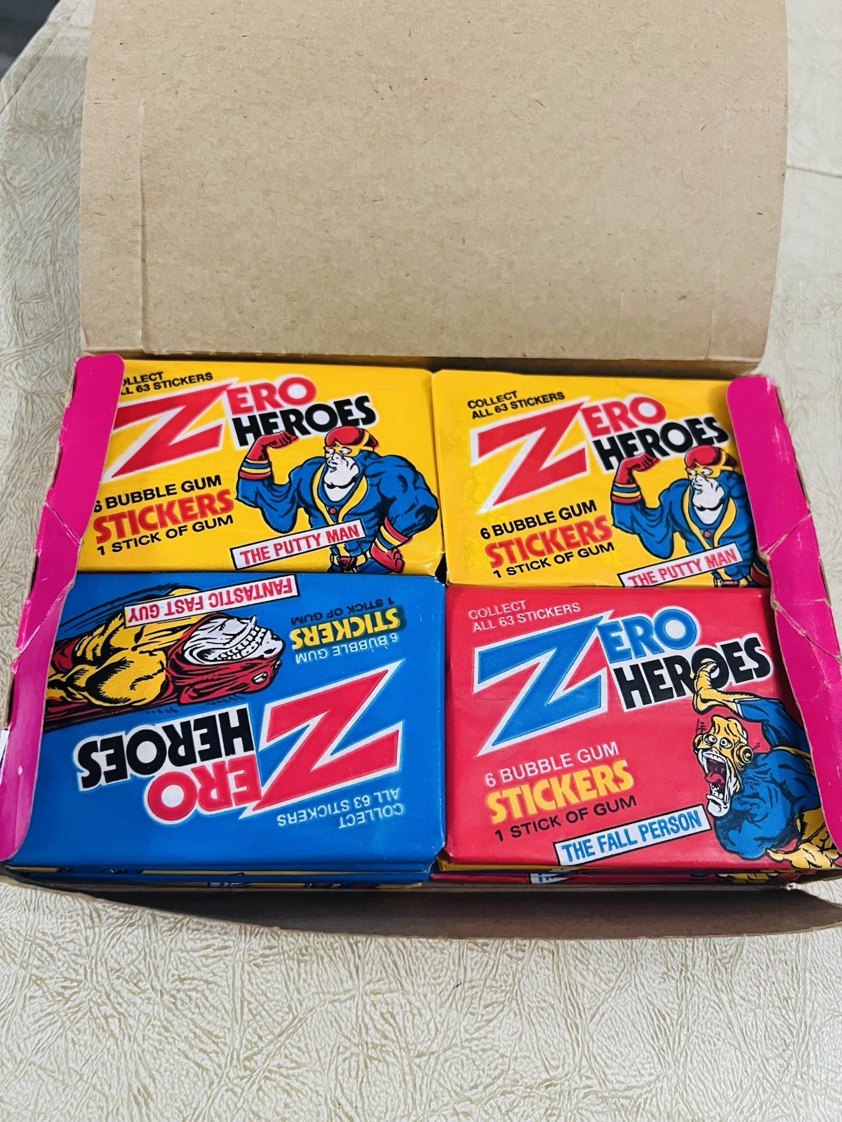 One Box 1983 DONRUSS ZERO HEROES STICKERS 36 WAX PACK BOX One Box 1983 DONRUSS ZERO HEROES STICKERS 36 WAX PACK BOX