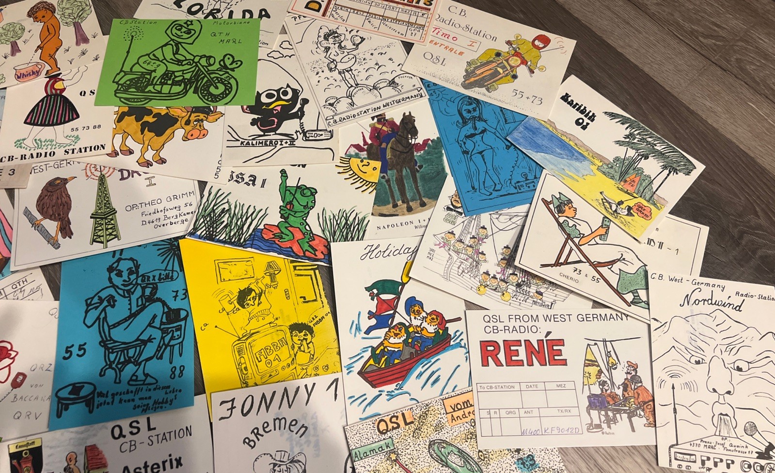 Lot Of 50 Hand drawn QSL Cards From Germany. Lot Of 50 Hand drawn QSL Cards From Germany.
