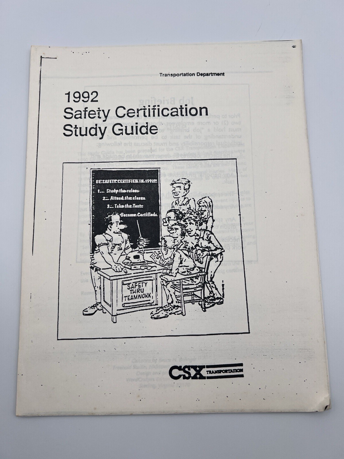 CSX Railroad Transportation Safety Certification Study Guide - 1992 CSX Railroad Transportation Safety Certification Study Guide - 1992