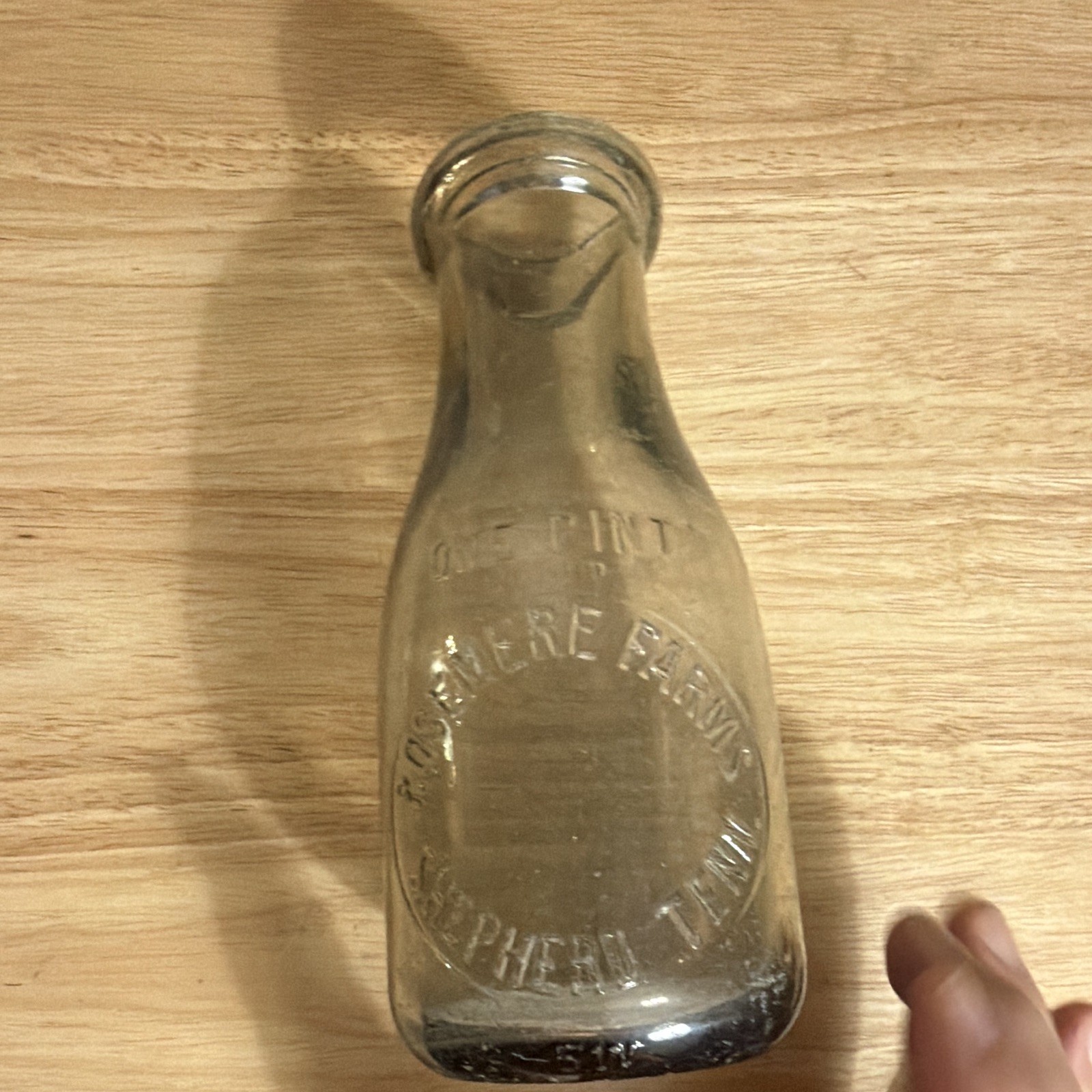 Rosemere Farms One Pint Clear Glass Milk Bottle Shepherd Tennessee-see descrip Rosemere Farms One Pint Clear Glass Milk Bottle Shepherd Tennessee-see descrip