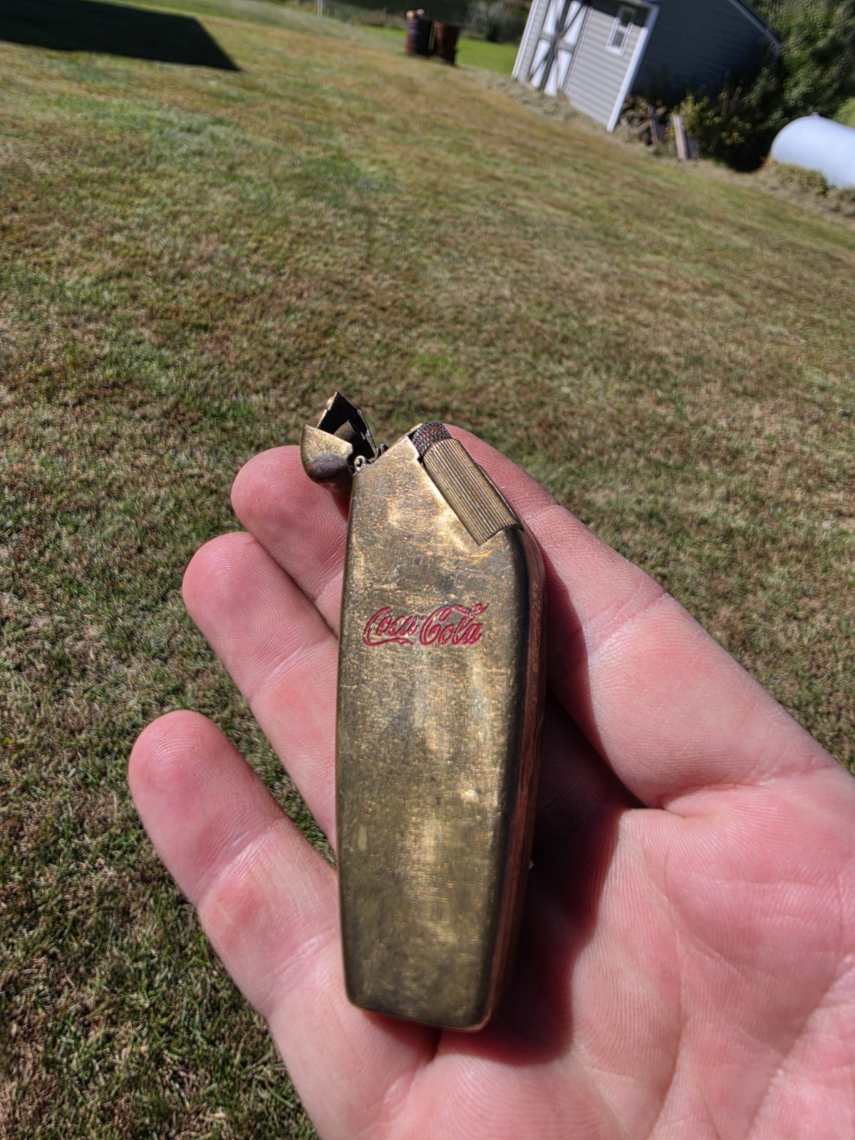 Vintage 1950s Brass Lighter Coca-Cola Advertising Coffin Shaped Rare Retro Flip Vintage 1950s Brass Lighter Coca-Cola Advertising Coffin Shaped Rare Retro Flip
