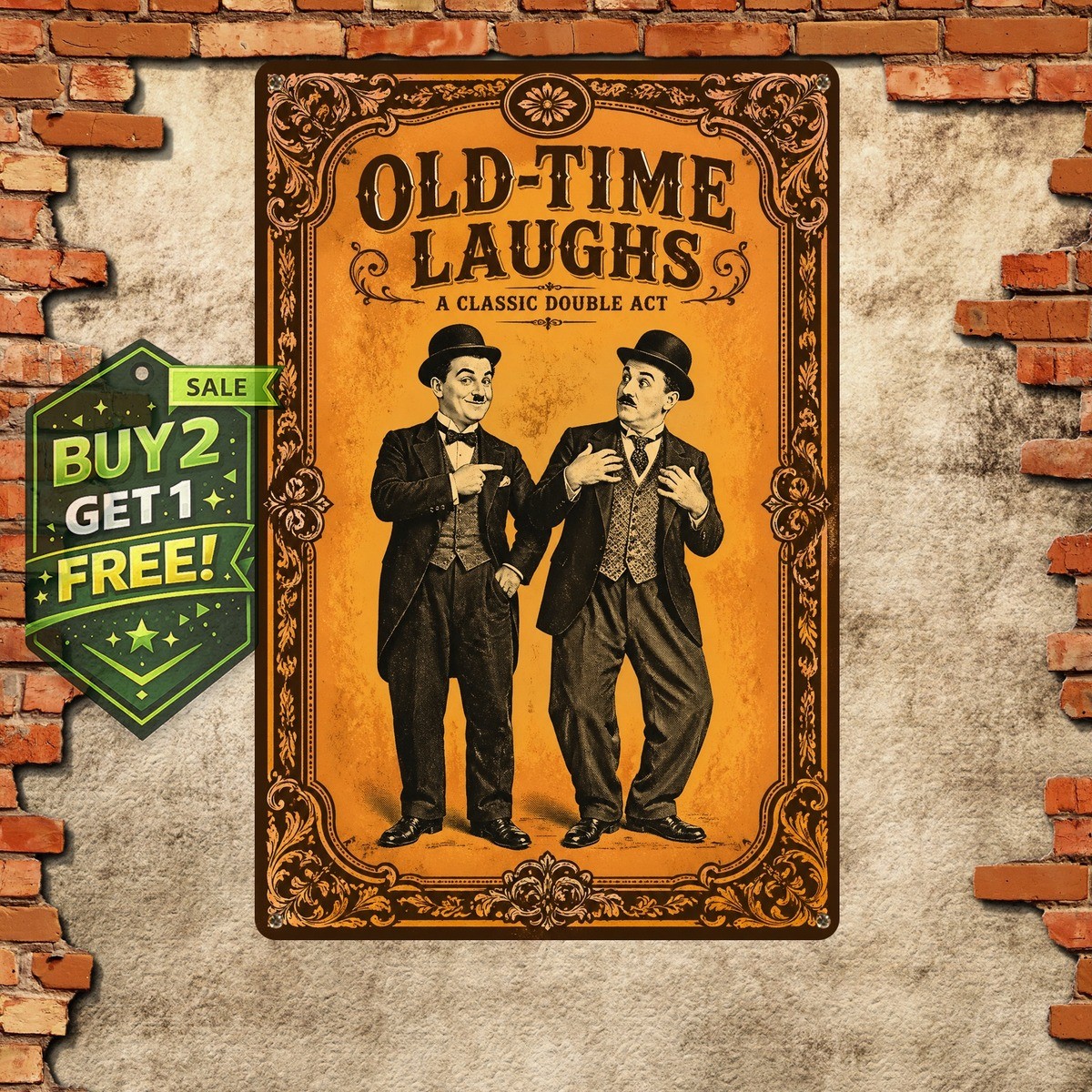 Artistic Tinplate Painting Classic Comedy Retro Metal Wall Plaque 8x12 Artistic Tinplate Painting Classic Comedy Retro Metal Wall Plaque 8x12
