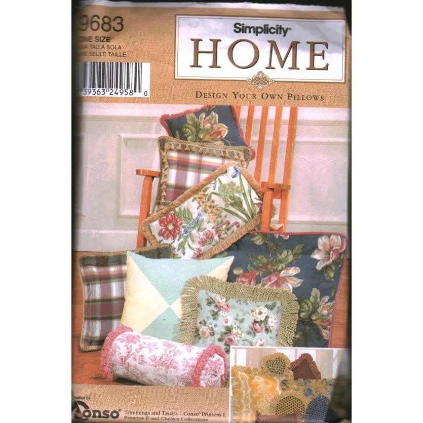 Simplicity 9683 Home Design Your Own Pillows Shams Sewing Pattern Uncut OS Simplicity 9683 Home Design Your Own Pillows Shams Sewing Pattern Uncut OS