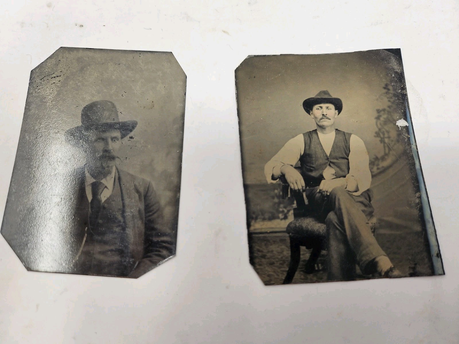 2 Antique American PHOTO TINTYPES Western Frontier Cowboy 2 Antique American PHOTO TINTYPES Western Frontier Cowboy