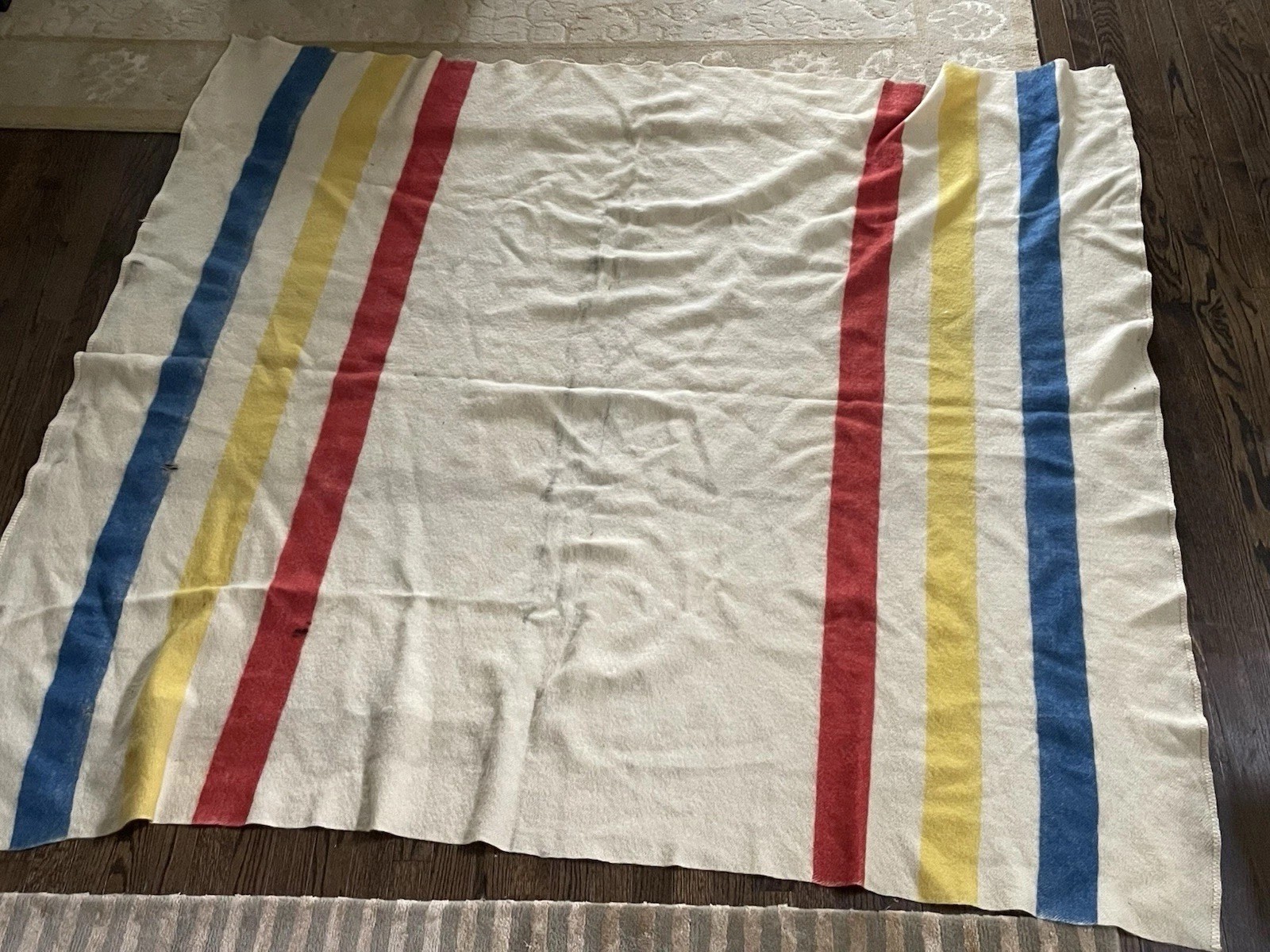 Vintage 1940s Golden Dawn %100 Virgin Wool Camp Blanket J.C. Penny Co Vintage 1940s Golden Dawn %100 Virgin Wool Camp Blanket J.C. Penny Co