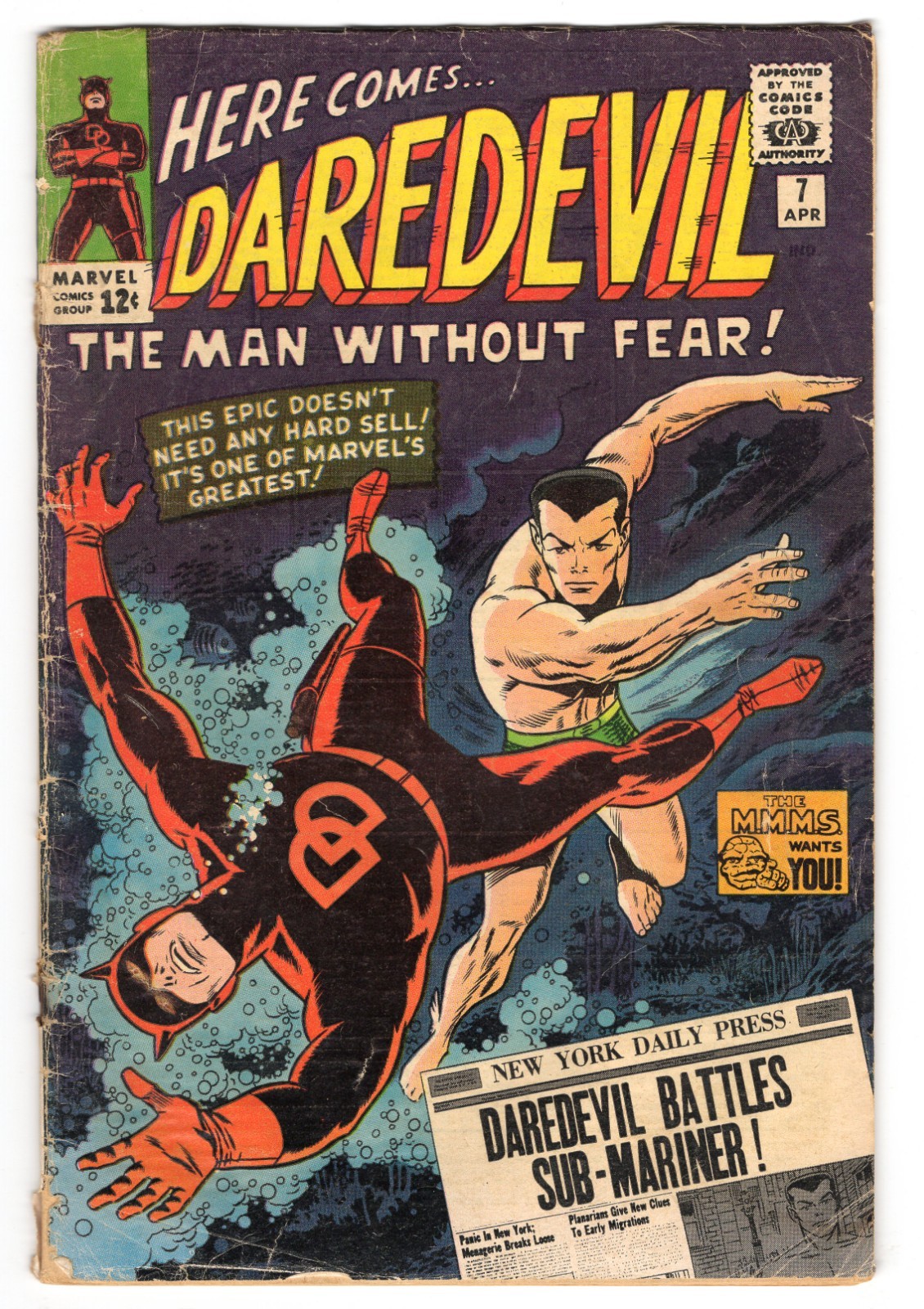 Daredevil 7 1965 Marvel Comics G/VG 3.0 1st App Red Costume Sub-Mariner Daredevil 7 1965 Marvel Comics G/VG 3.0 1st App Red Costume Sub-Mariner