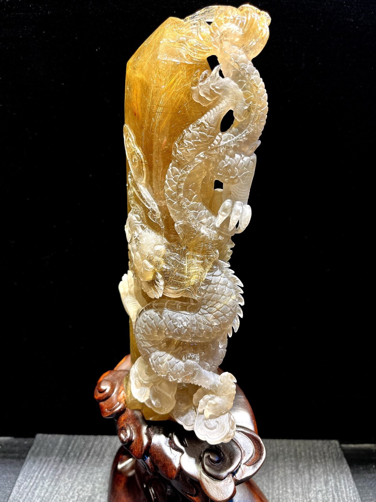 5.8LB Rare Natural Rutilated dragon Quartz Crystal Mineral specimen Decor+base 5.8LB Rare Natural Rutilated dragon Quartz Crystal Mineral specimen Decor+base