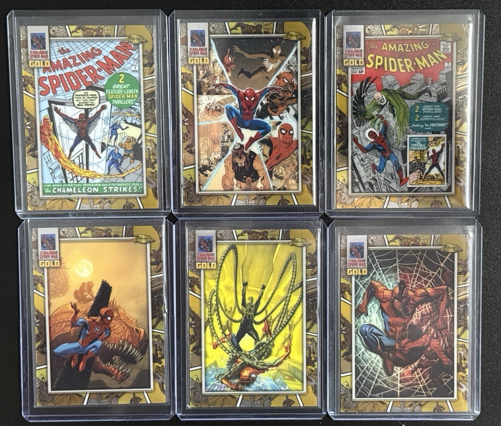 2024 Topps Chrome Marvel Spider-Man Gold Border Insert Set of 6 🕸️🔥 2024 Topps Chrome Marvel Spider-Man Gold Border Insert Set of 6 🕸️🔥