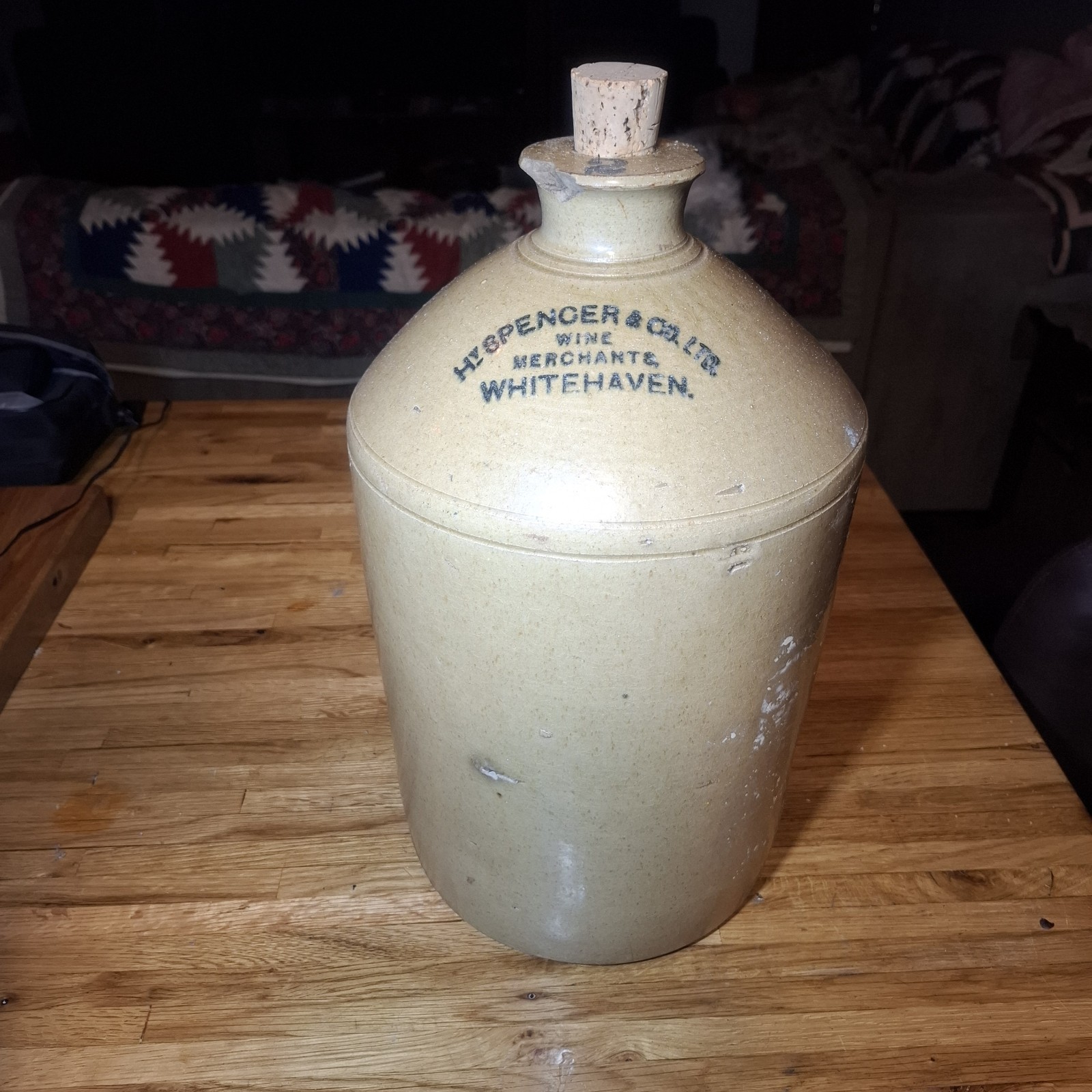Rare Large Hy Spencer & Co Ltd Stoneware Jug Wine merchant Whitehaven Beer 