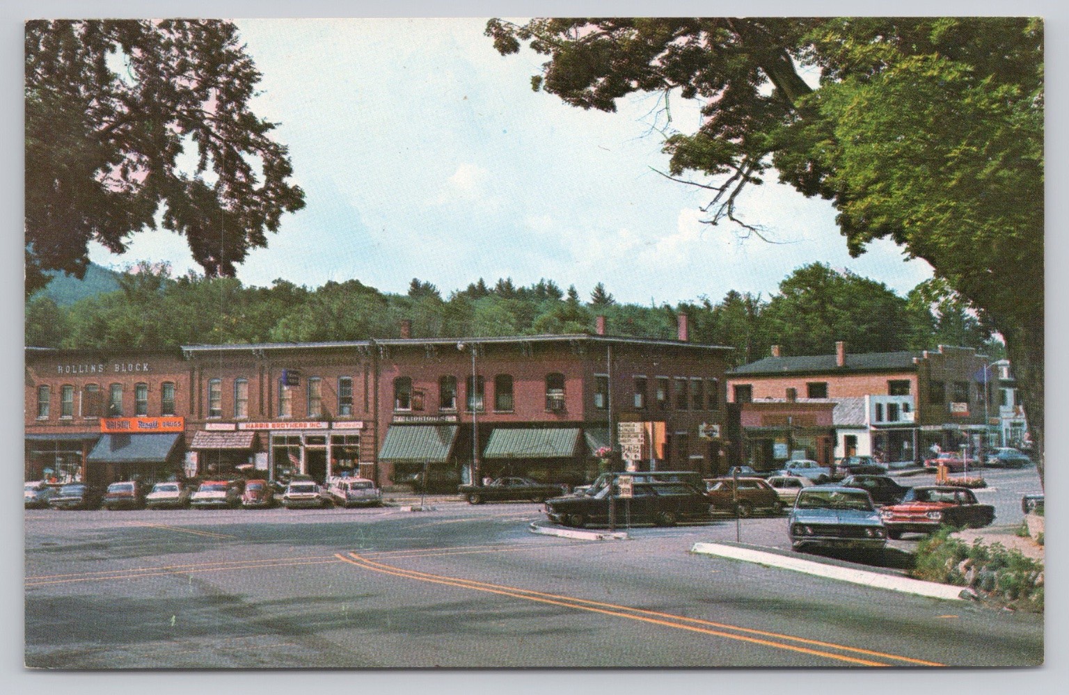 Bristol NH Main Street 1968 Postcard Rollins Block Londonderry Inn Vintage Bristol NH Main Street 1968 Postcard Rollins Block Londonderry Inn Vintage