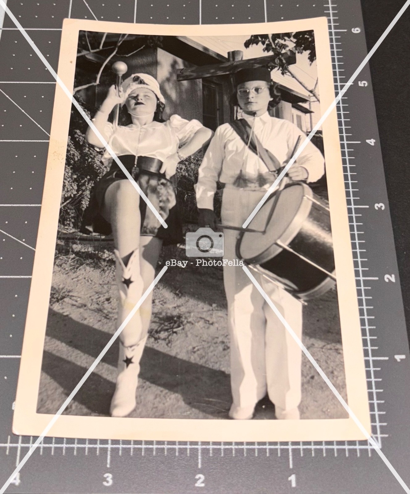 1940s Majorette Drum Major Corp GIRL High Step TWIRLER Star BOOTS Vtg  PHOTO